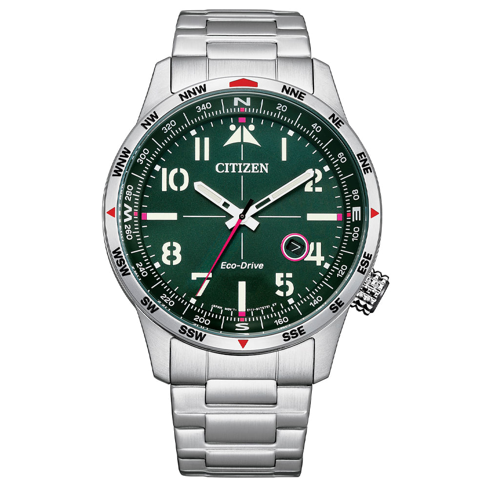 Relógio Citizen Aviador Masculino em Aço Prateado BM7551-50XN