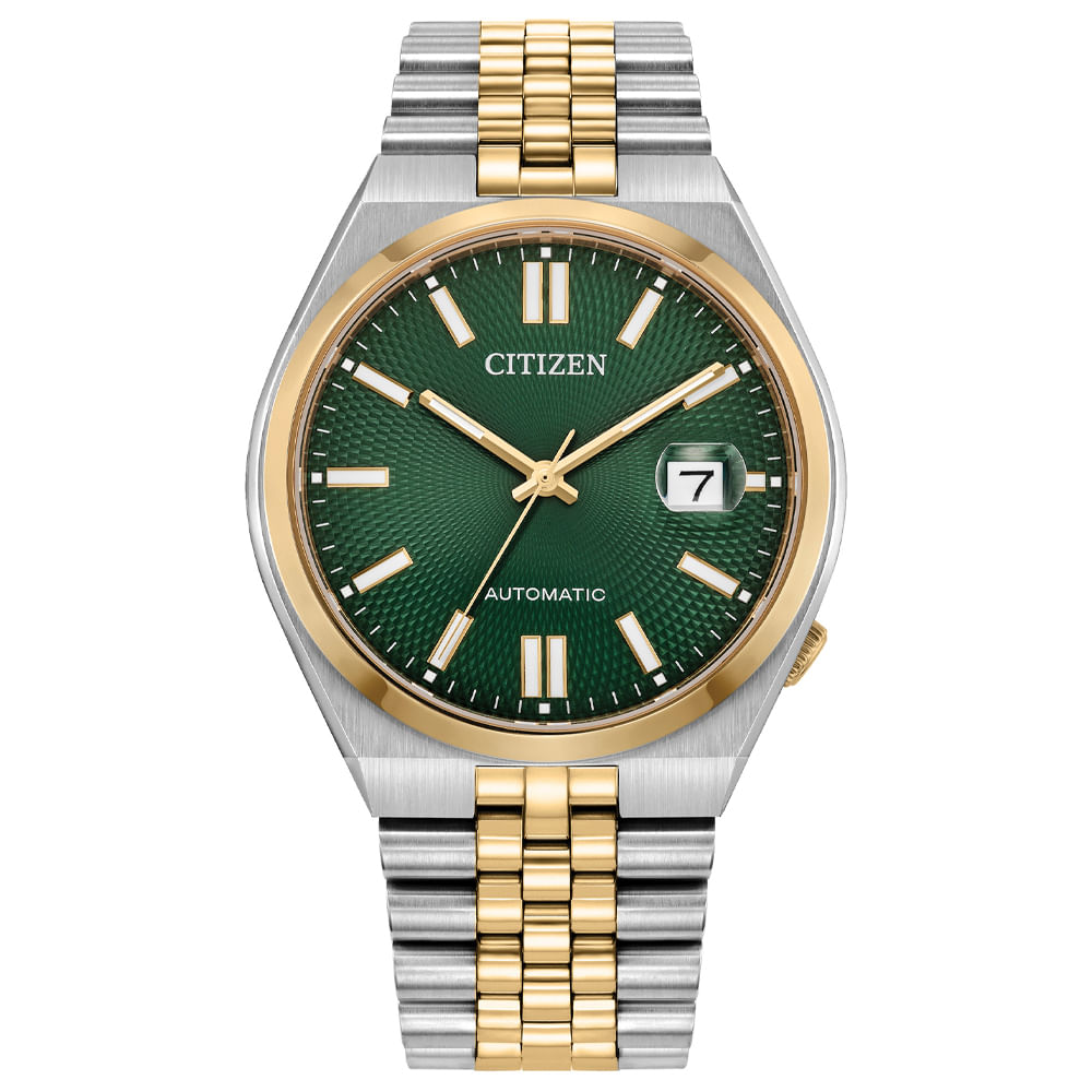 Relógio Citizen Automático Tsuyosa Masculino em Aço Prateado e Dourado NK0024-54XN