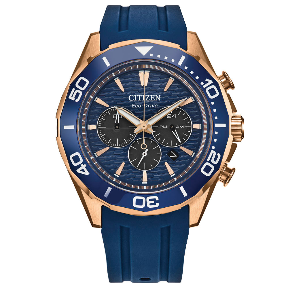 Relógio Citizen Endeavor Chrono Masculino em Silicone Azul CA4733-00LN