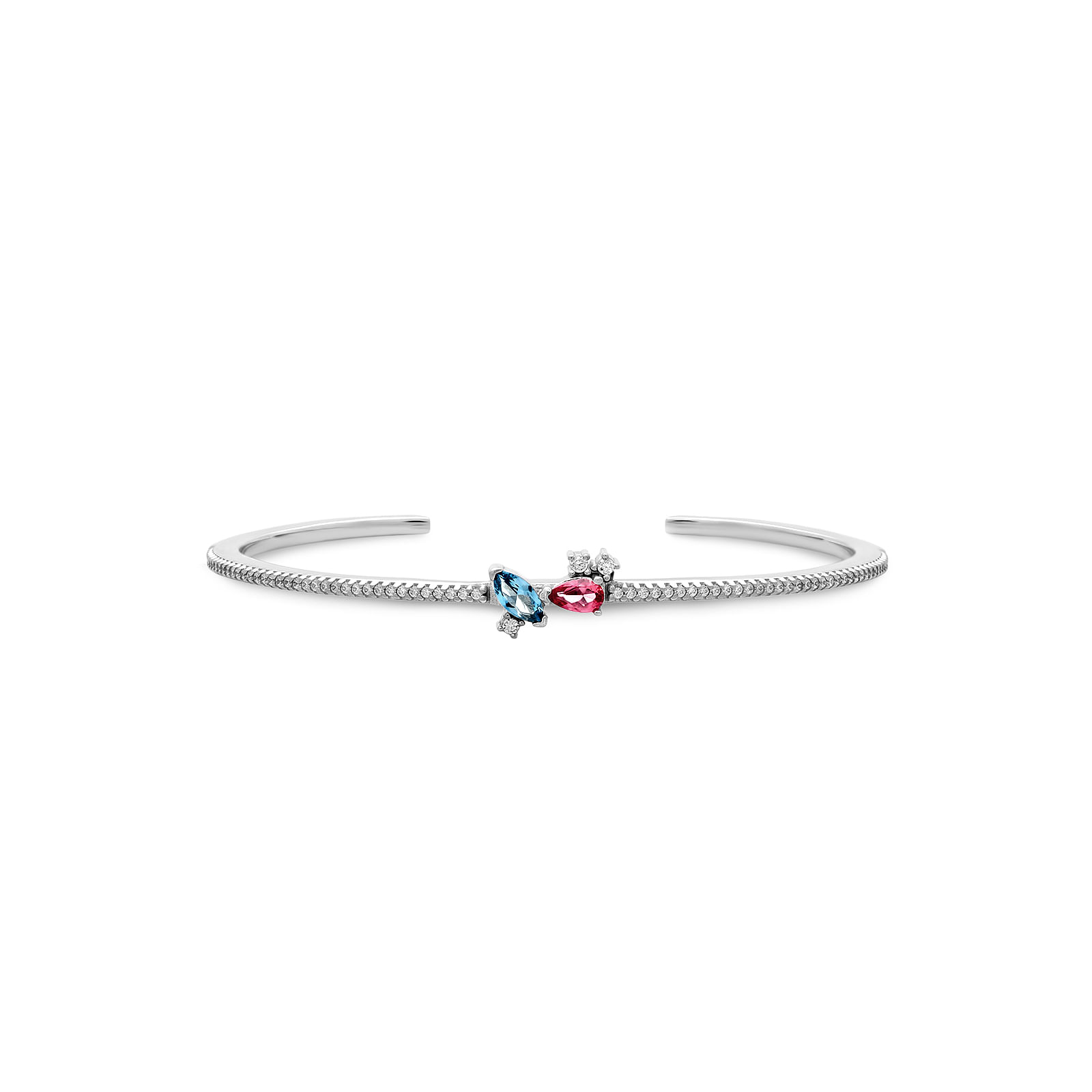 Pulseira Life Éden em Prata 925 com Zircônia Azul, Rosa e Incolor