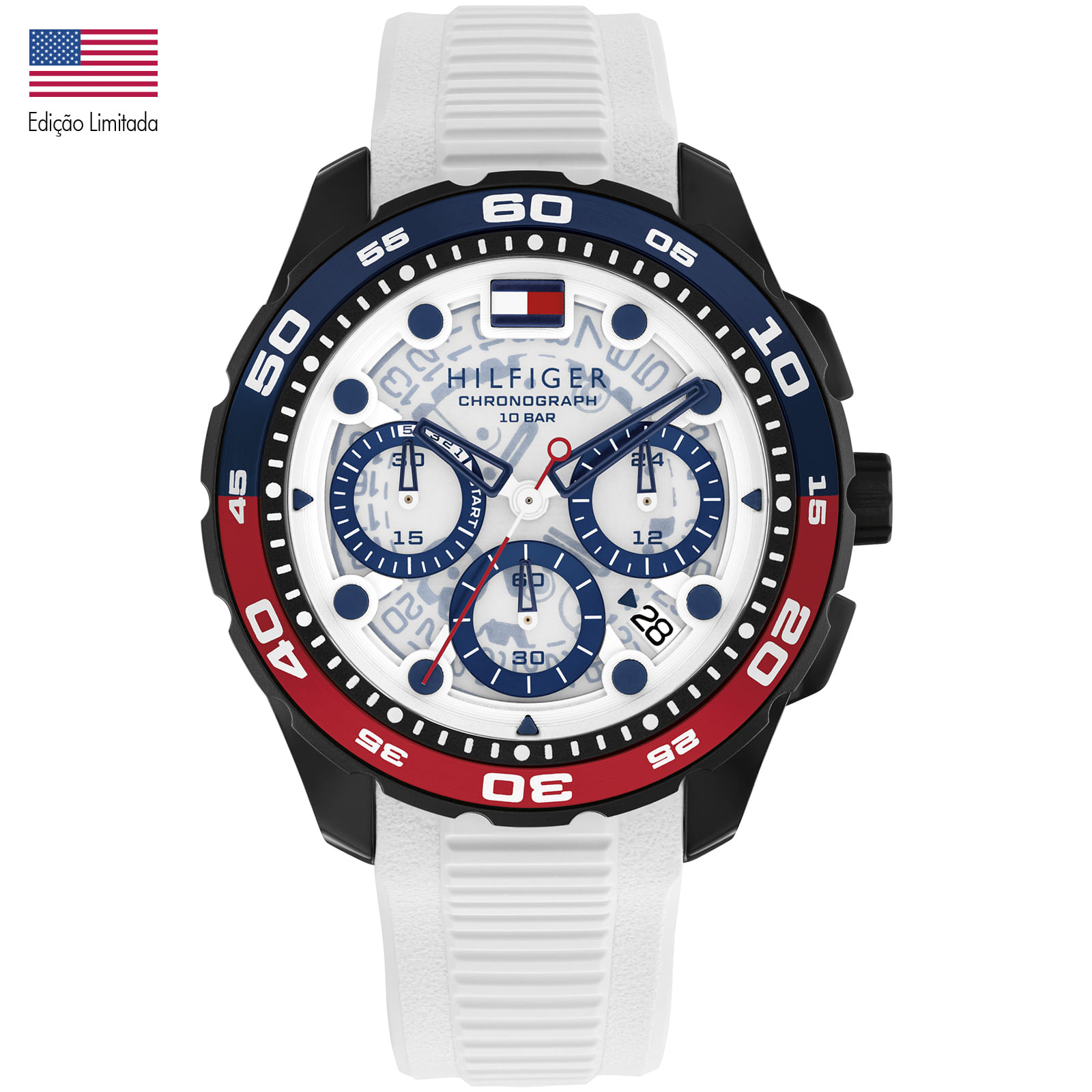 Relógio Tommy Hilfiger TH Regatta Masculino em Borracha Branca 1792263