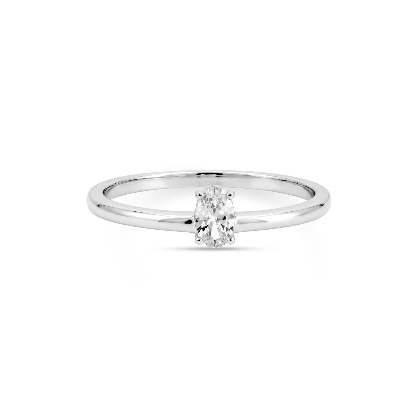 Anel Solitário Oval Life em Prata 925 com Zircônia Incolor