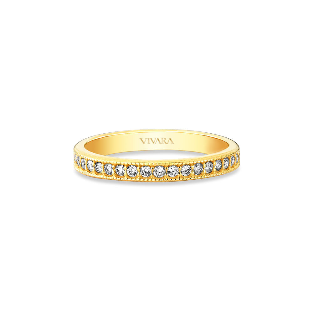 Meia Aliança Jazz em Ouro Amarelo 18k com Diamantes, 3mm