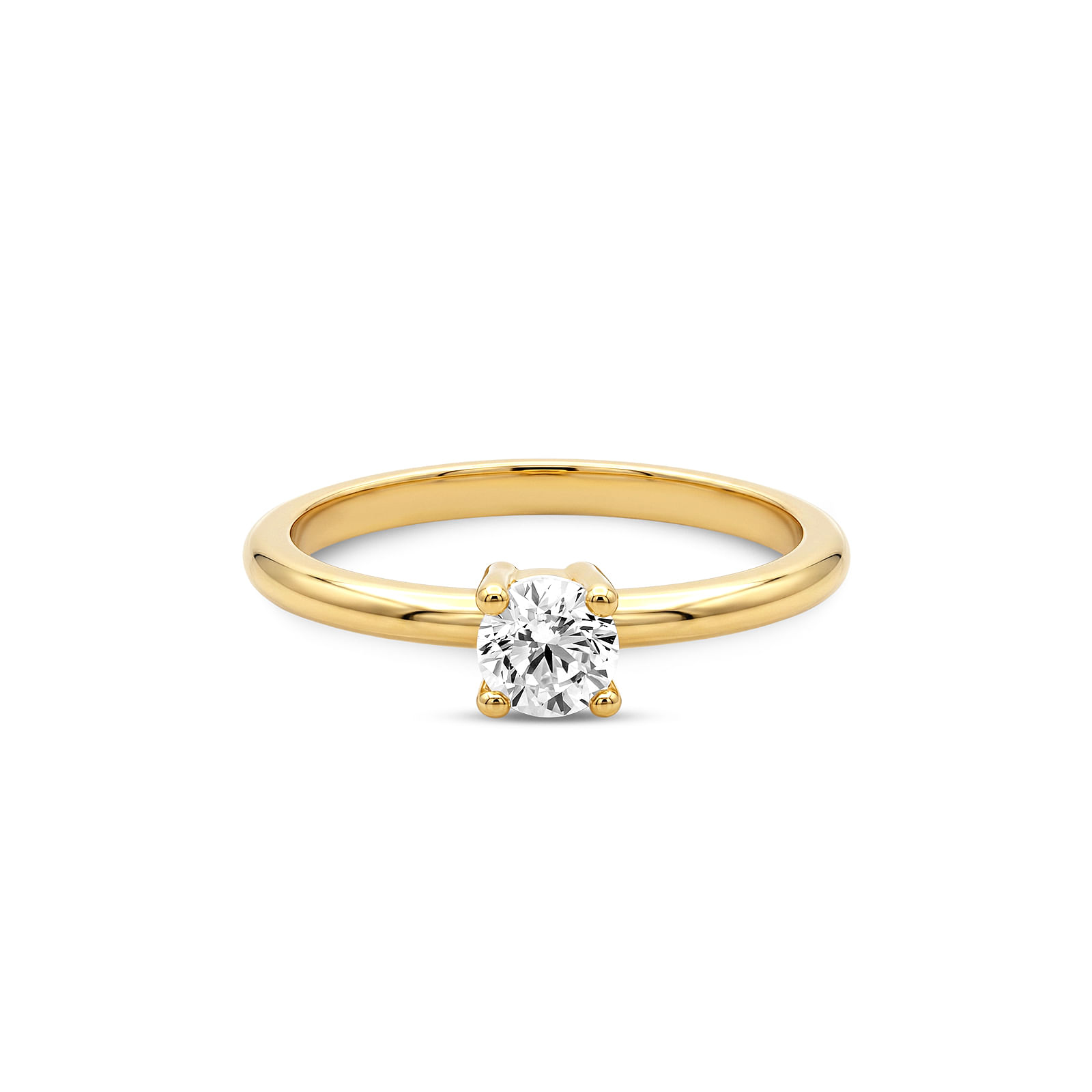Anel Solitário Life em Prata 925 com Banho de Ouro Amarelo e Zircônia Incolor