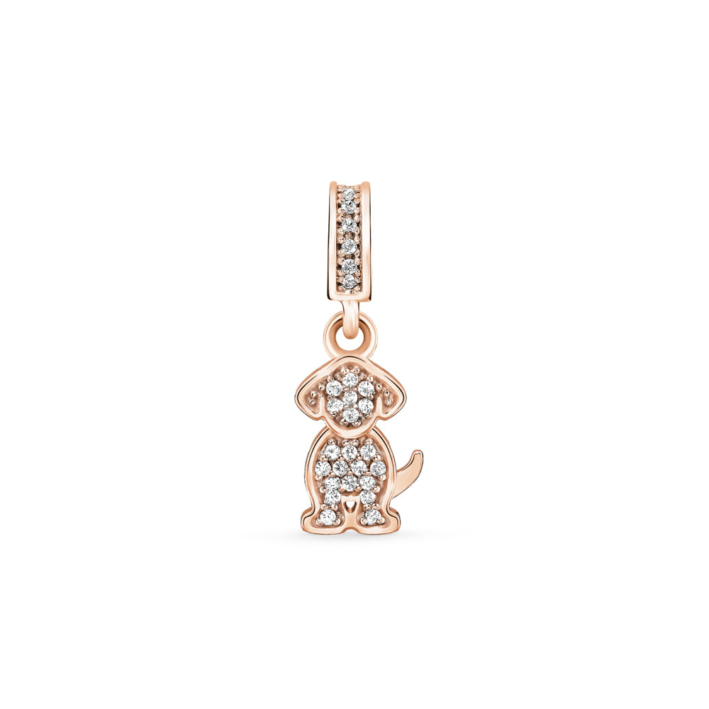 Pingente Life Lili em Liga Rosé com Banho de Ouro Rosé 18k e Pedras Incolores