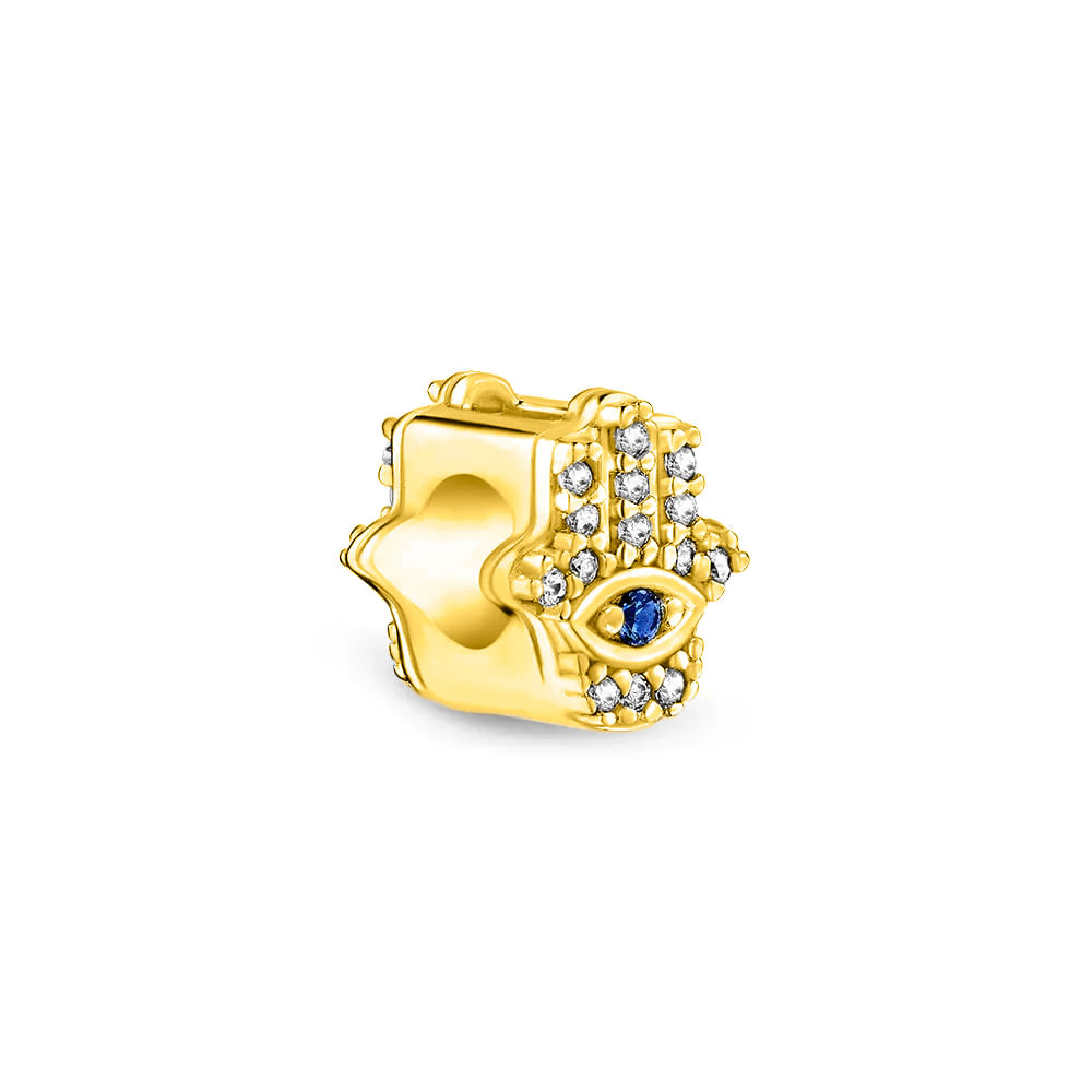 Separador Life Patuás III Hamsá Prata Banho em Ouro Amarelo Cravejado