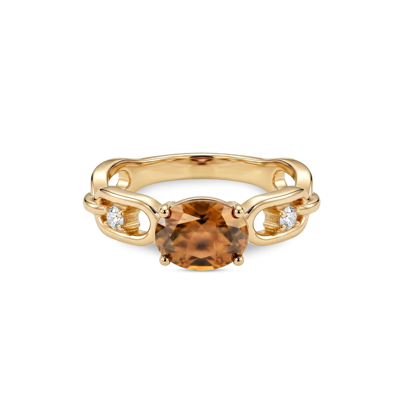 Anel Life Astra em Prata 925 com Banho de Ouro Amarelo 18K e Zircôrnia Incolor e Marrom
