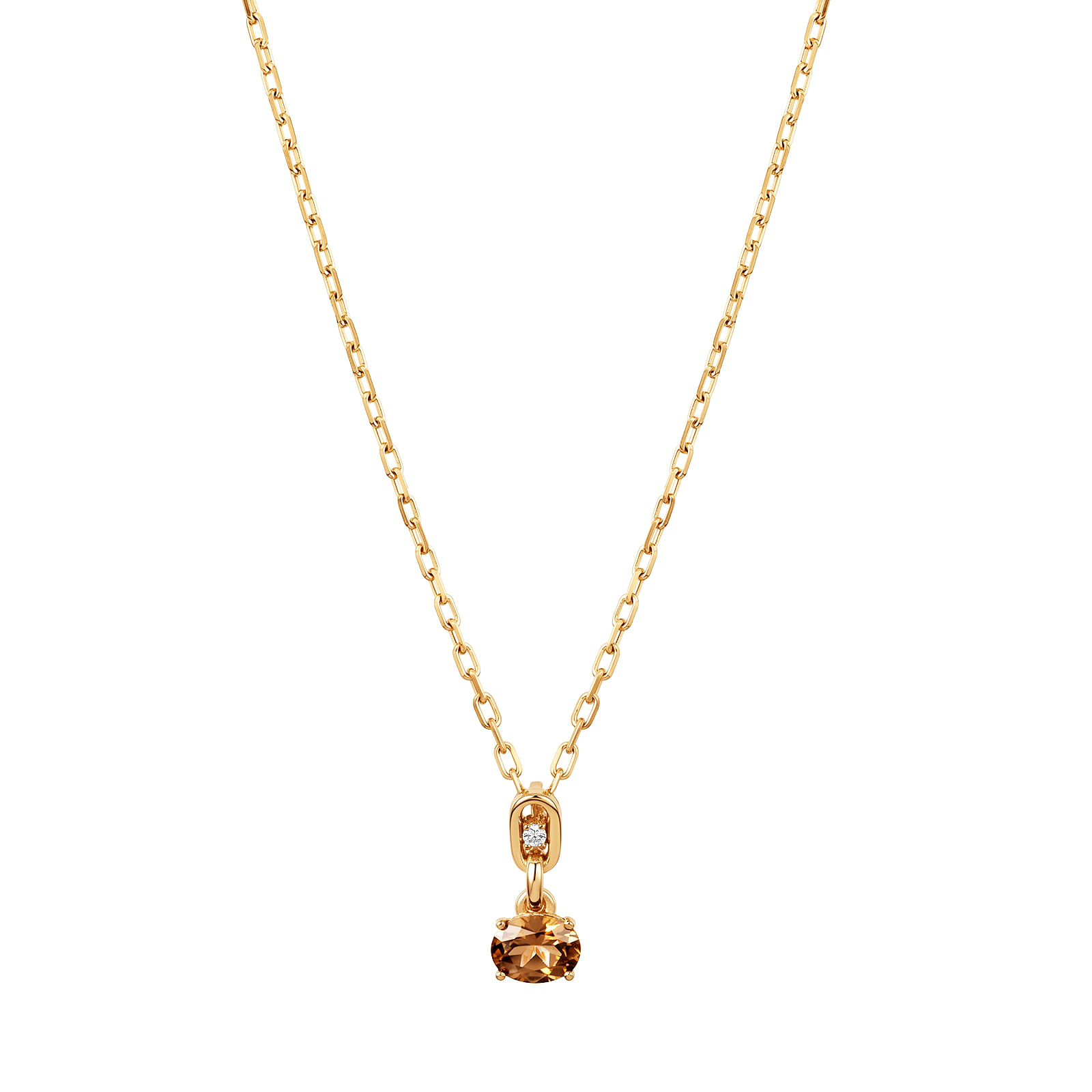Colar Life Astra em Prata 925 com Banho de Ouro Amarelo 18K e Zircônia Incolor e Zircônia Marrom 45 cm