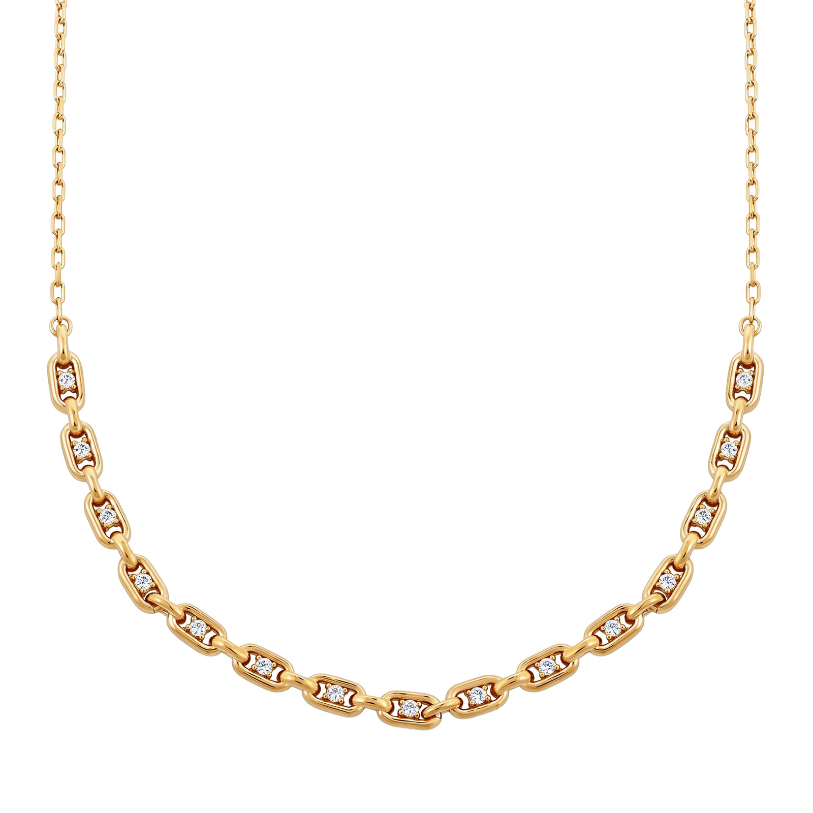 Colar Life Astra em Prata 925 com Banho de Ouro Amarelo 18K e Zircônia Incolor, 45 cm