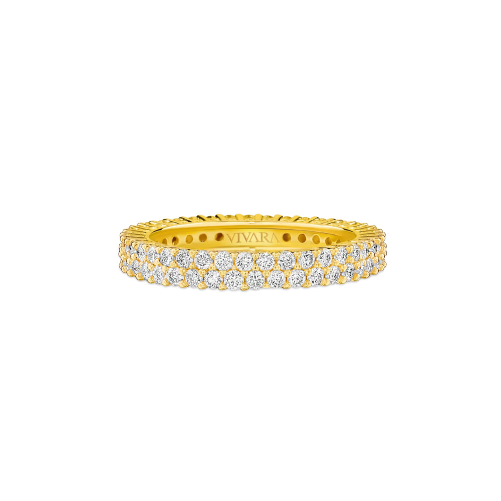 Aliança Inteira Eternity em Ouro Amarelo 18k com Diamantes 1,48ct, 3mm
