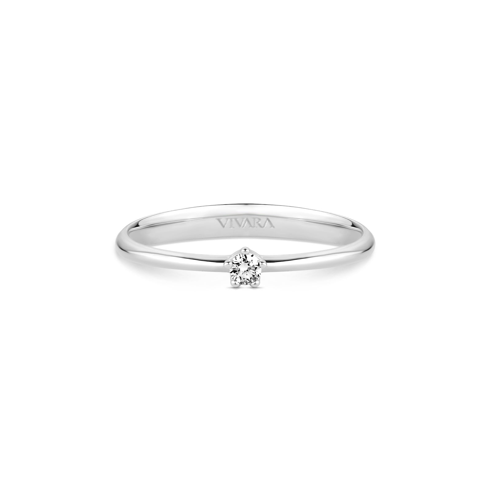 Anel Solitário Cielo em Ouro Branco 18k com Diamante de Laboratório 0,05ct