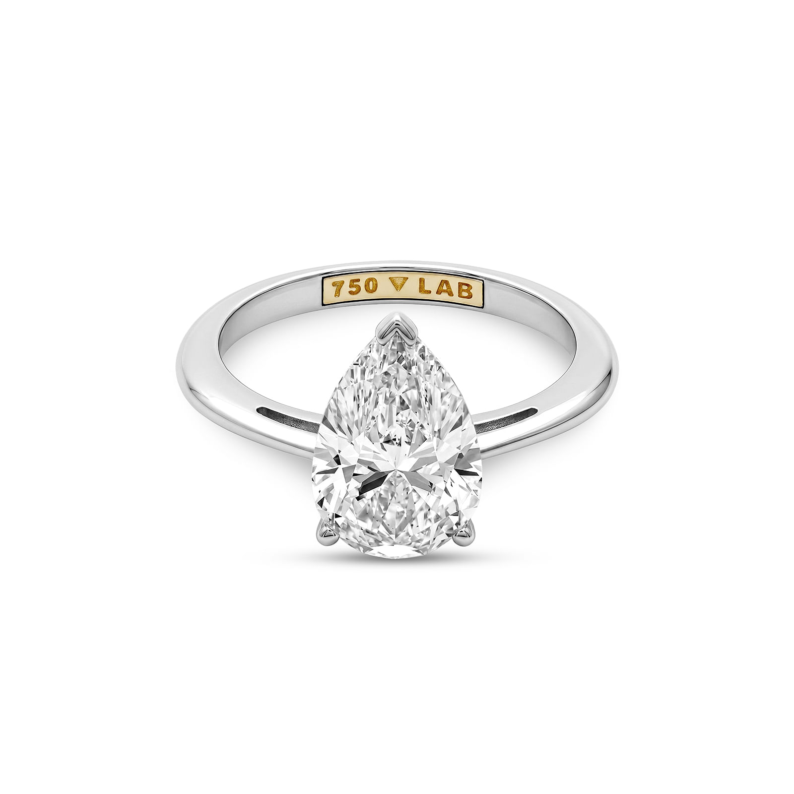Anel Solitário Cielo em Ouro Branco 18K com Diamante de Laboratório 3 ct