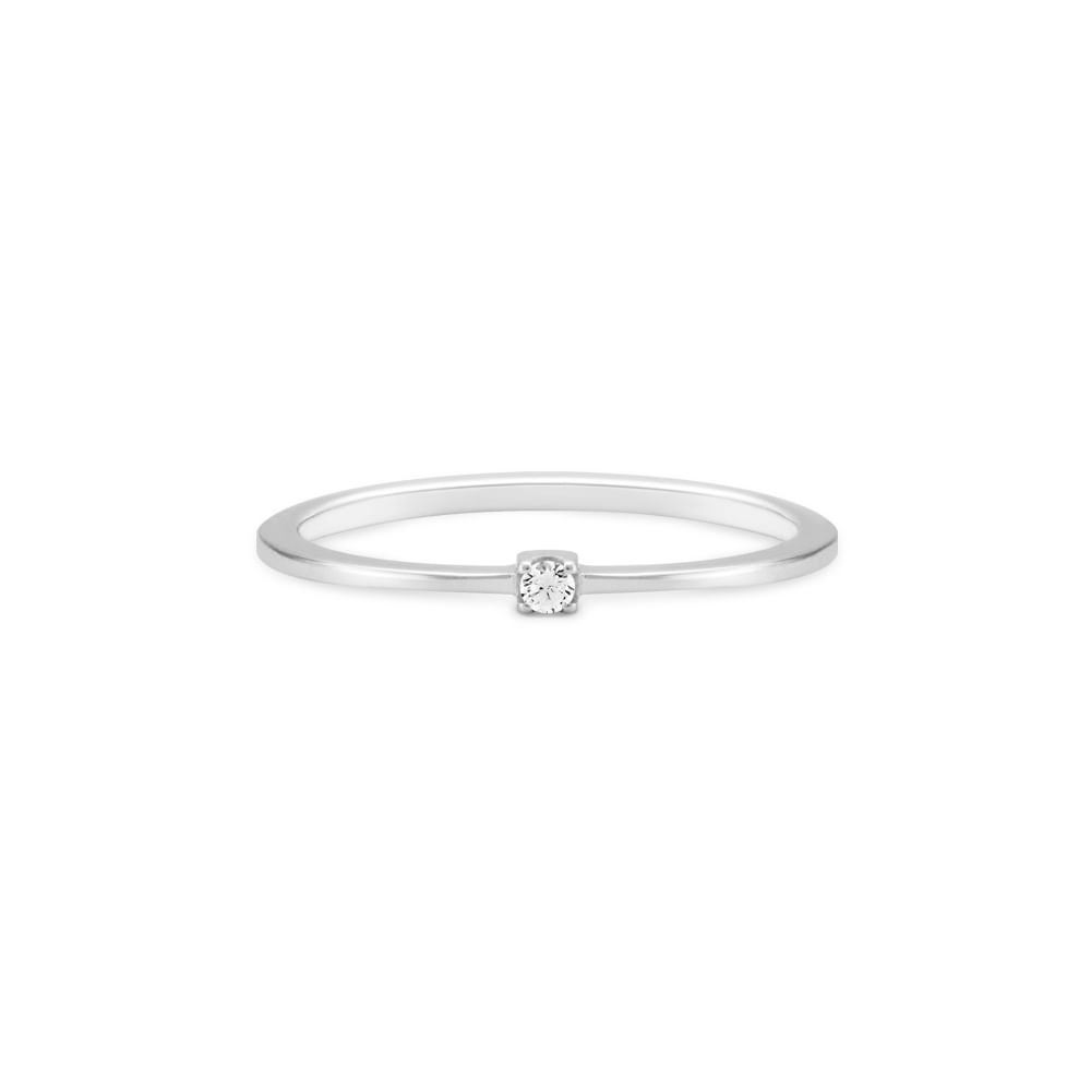 Anel Solitário Forever em Ouro Branco 18k com Diamante 0,02 ct