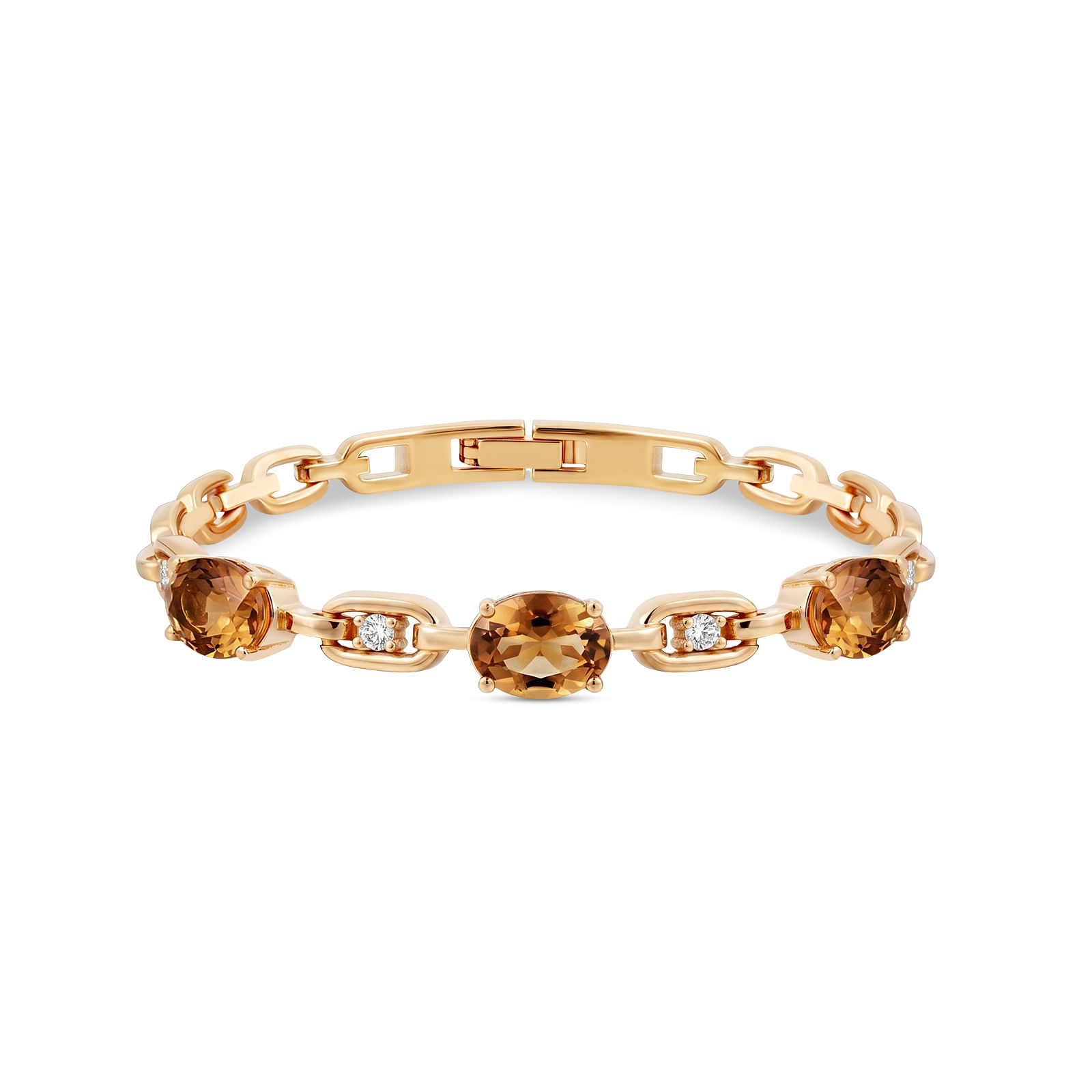 Pulseira Life Astra em Prata 925 com Banho de Ouro Amarelo 18K e Zircônia Incolor e Zircônia Marrom
