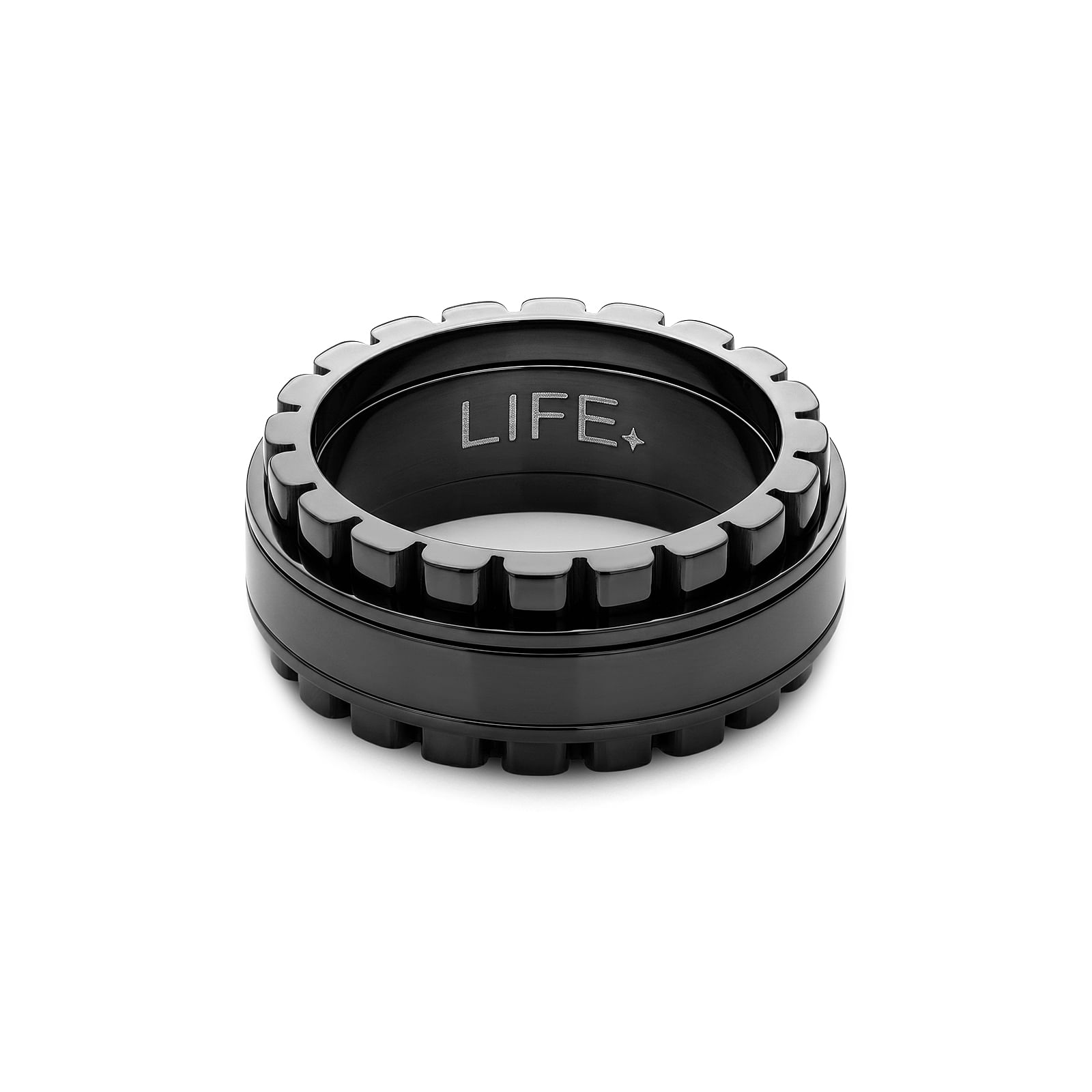 Anel Life Masculino em Aço Preto Texturizado