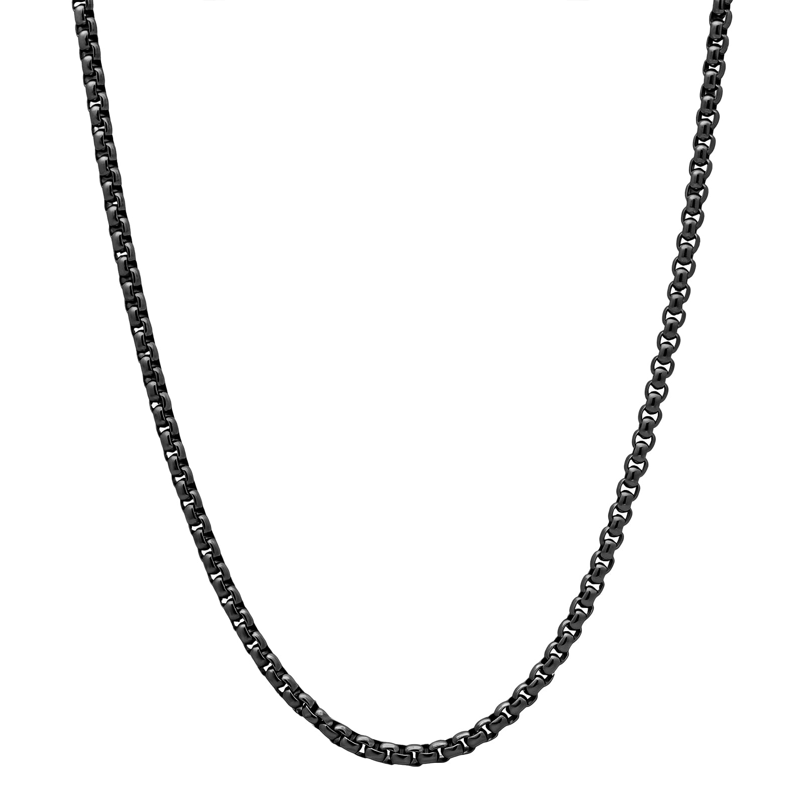 Colar Life Masculino em Aço Preto Escovado, 60 cm