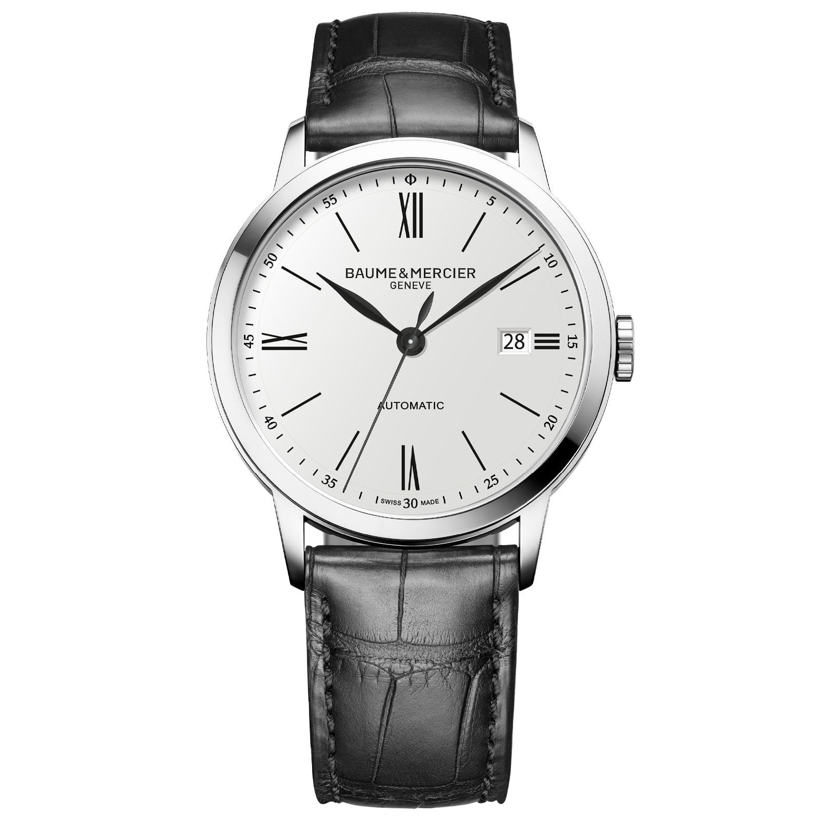 Relógio Baume & Mercier Classima Automatico Masculino em Couro Preto M0A10874