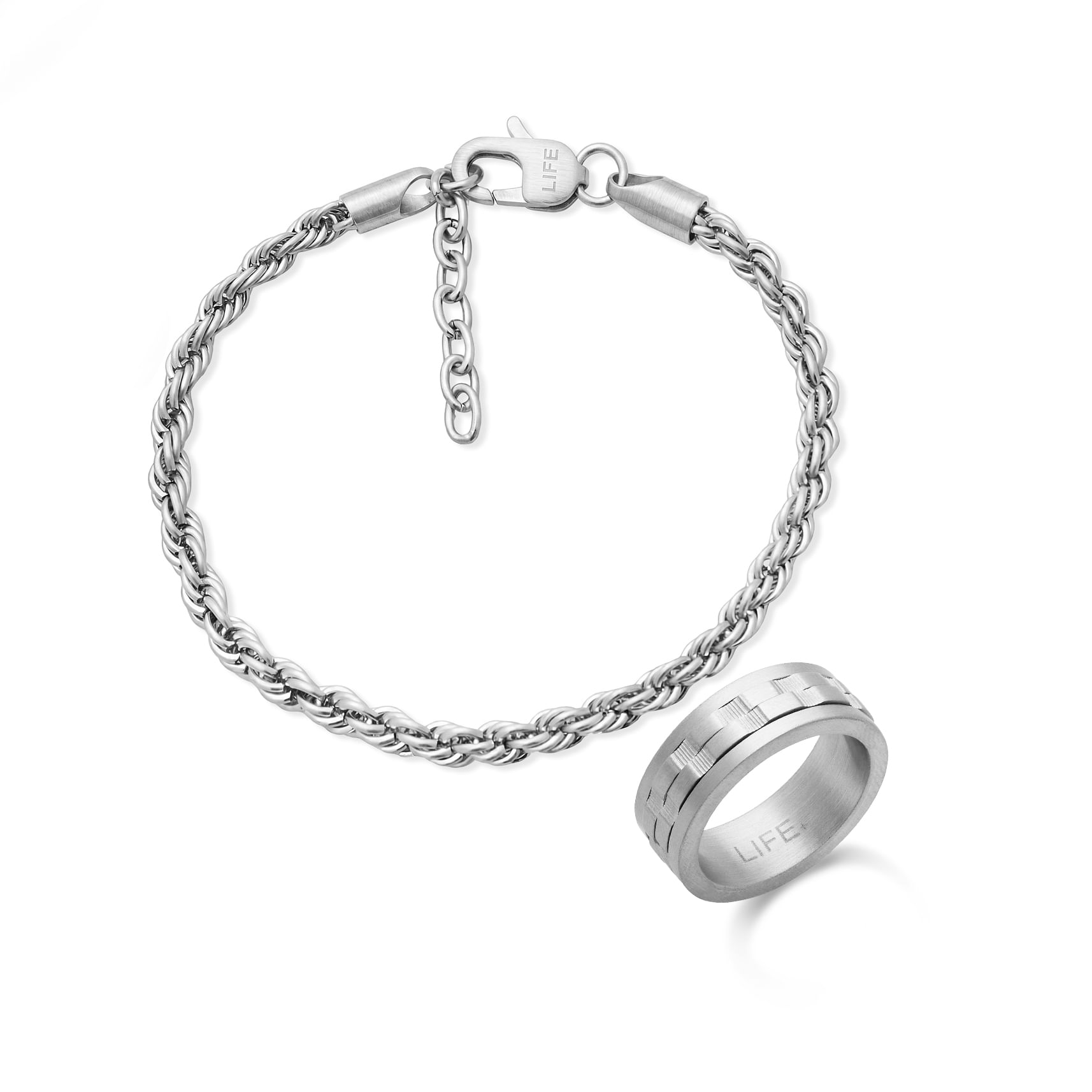 Kit Life Masculino Anel + Pulseira em Aço