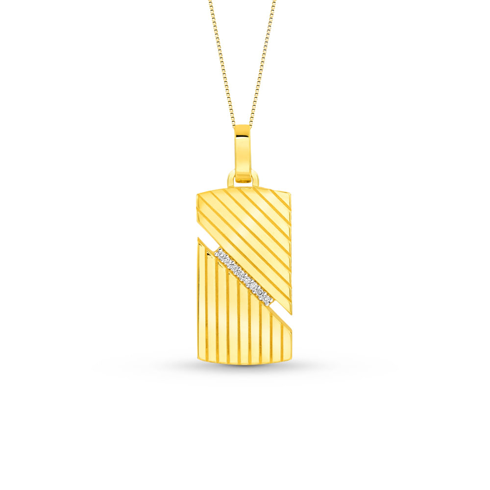Pingente Line em Ouro Amarelo 18k com Diamantes, 29mm