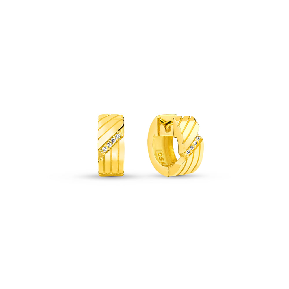 Argola Line em Ouro Amarelo 18k com Diamantes 0,032ct, 19 mm