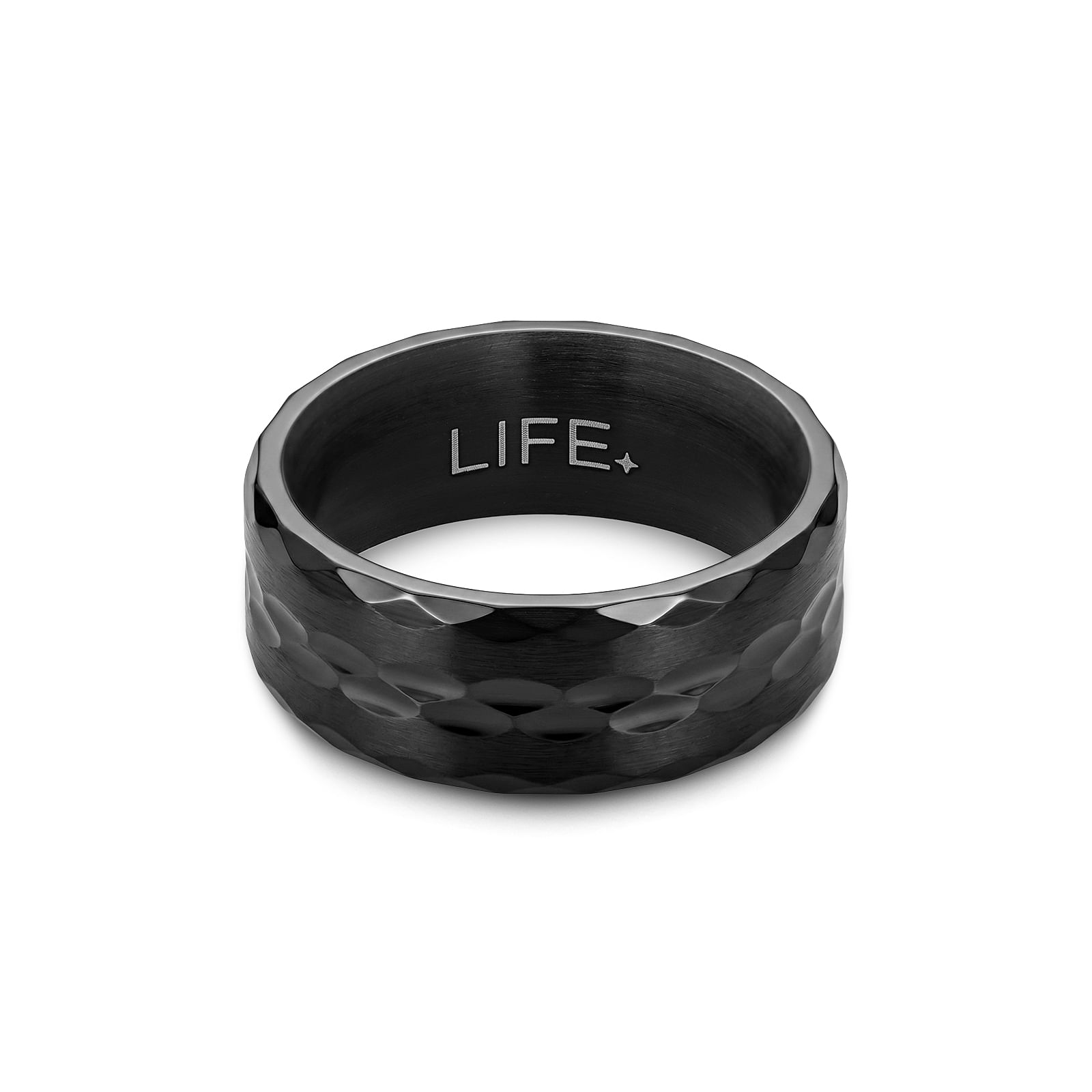 Anel Life Masculino em Aço Preto Escovado