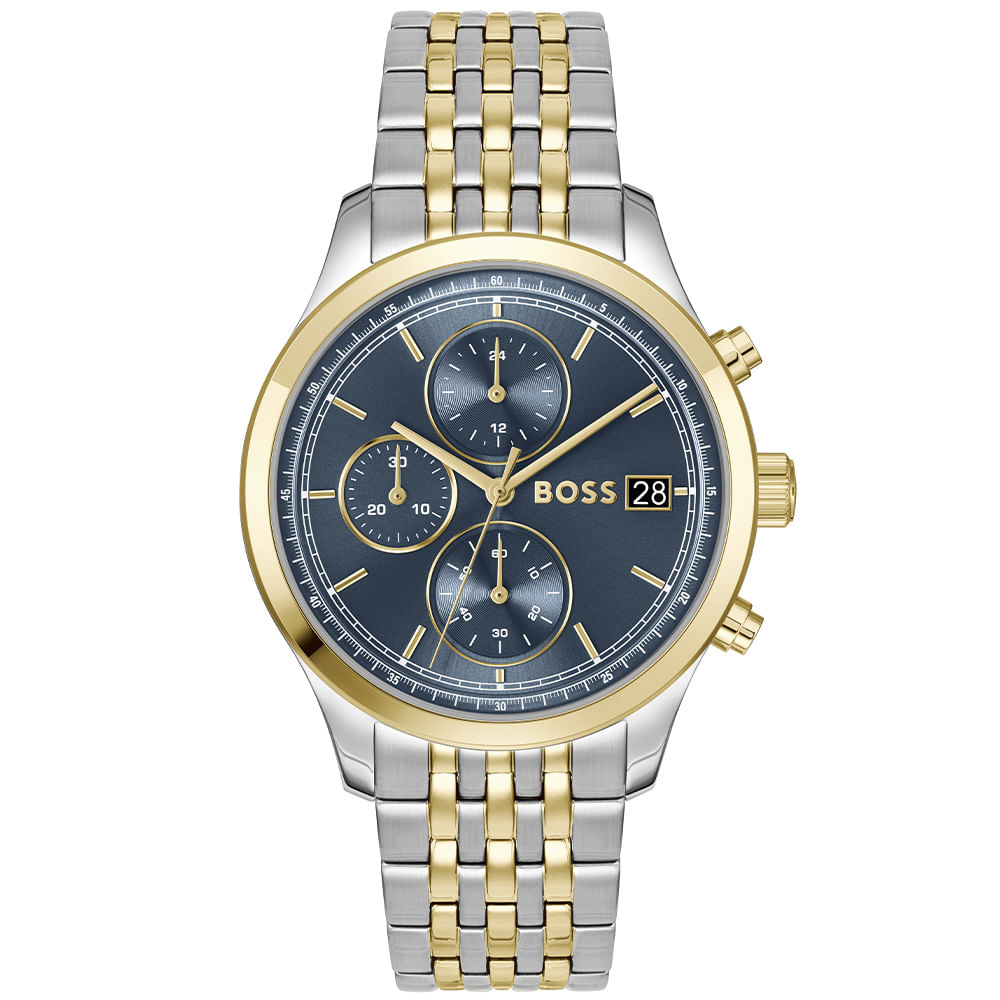Relógio Boss Stratus Masculino em Aço Prateado e Dourado 1514329