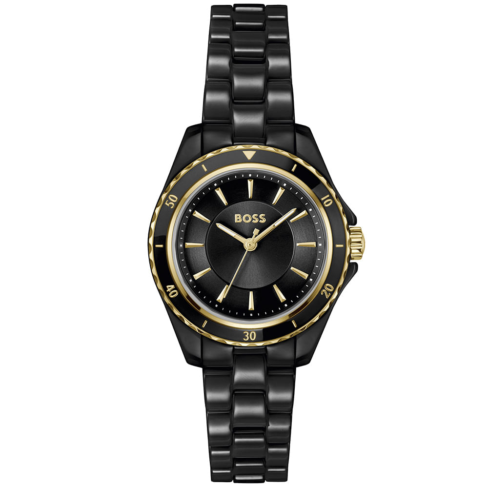 Relógio Boss Sage Aqua Feminino em Cerâmica Preta 1502851