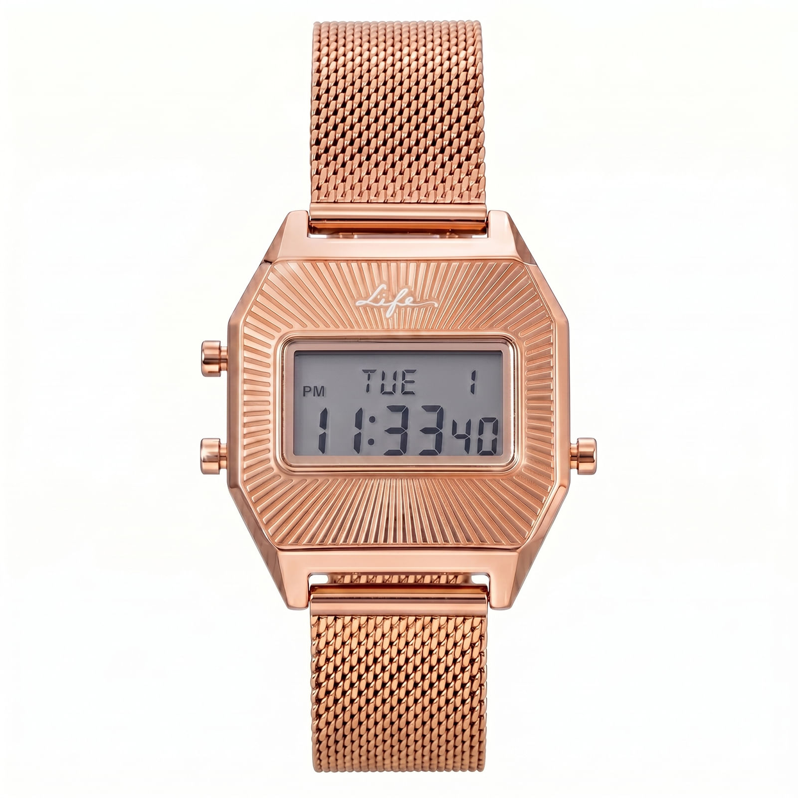 Relógio Life Digital Feminino em Aço Rosé