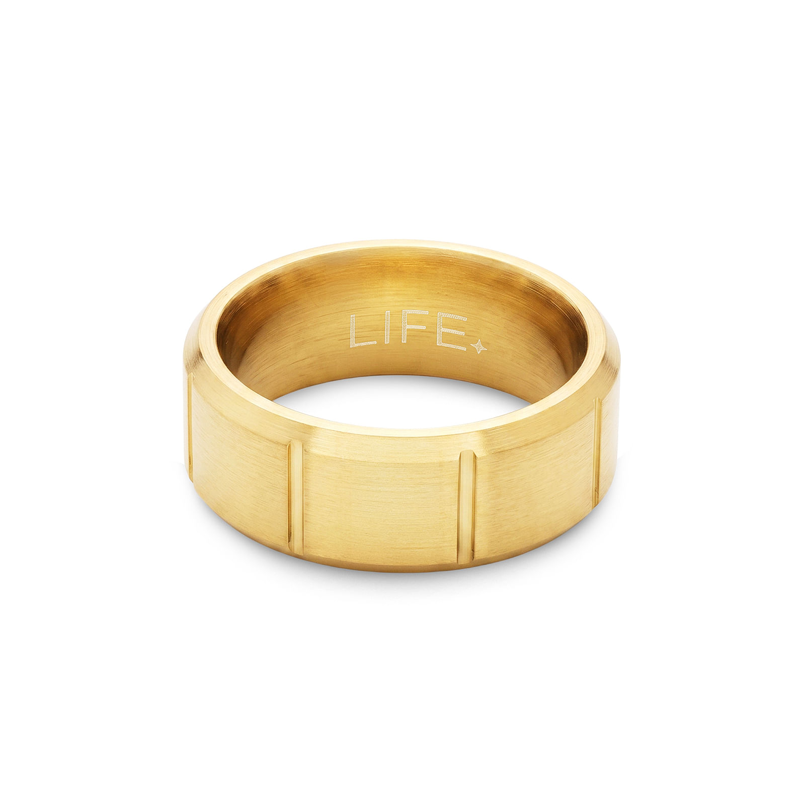 Anel Life Masculino em Aço Preto Escovado Tratorado