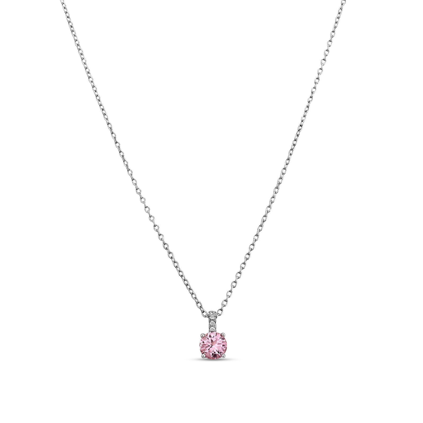 Colar Life Nuance em Prata 925 com Zircônia Rosa e Incolor, 45 cm