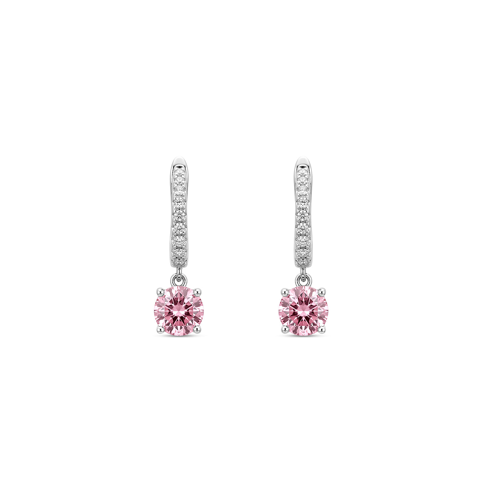 Argola Life Nuance em Prata 925 com Zircônia Rosa e Incolor