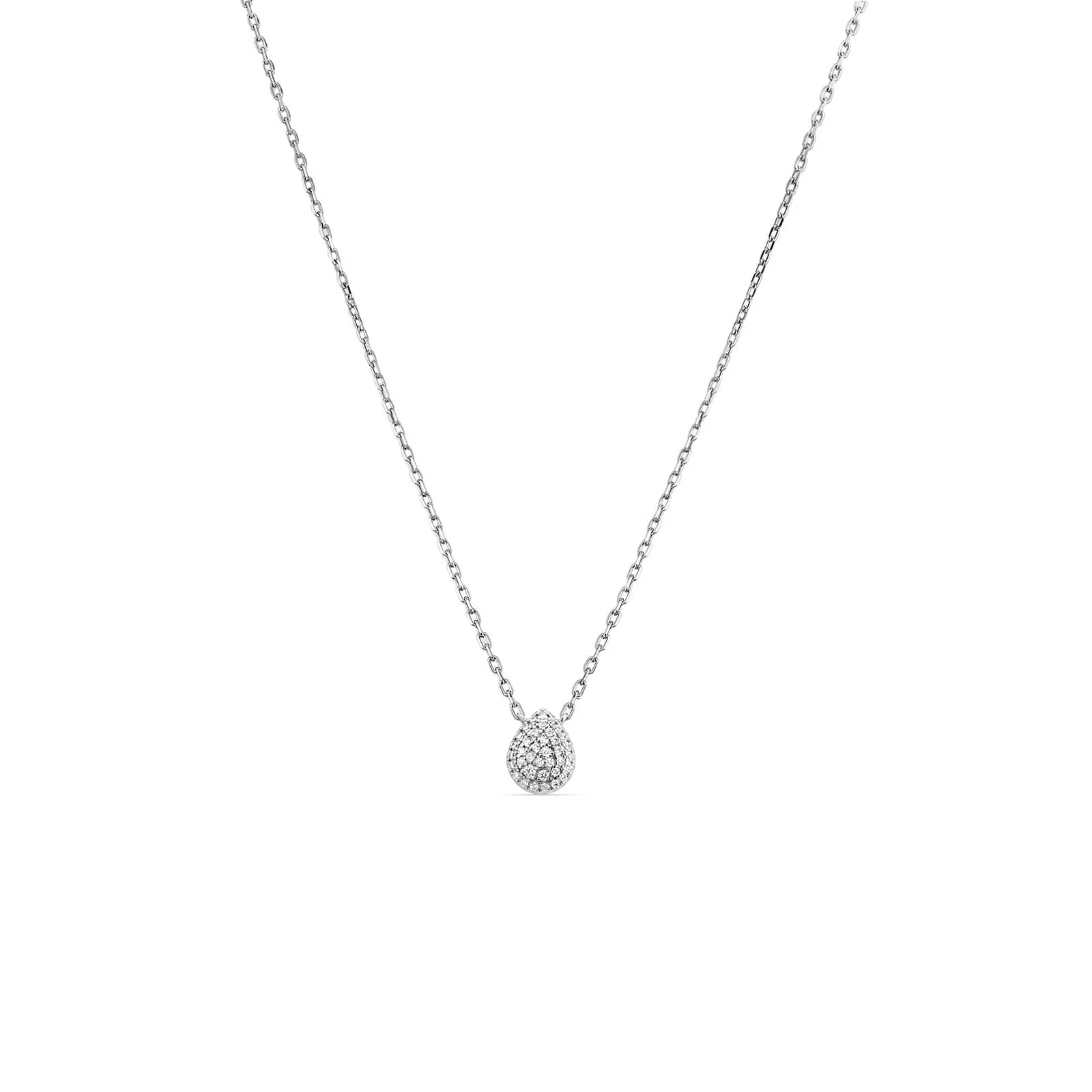 Colar Life Pavê Gota em Prata 925 com Zircônia Incolor