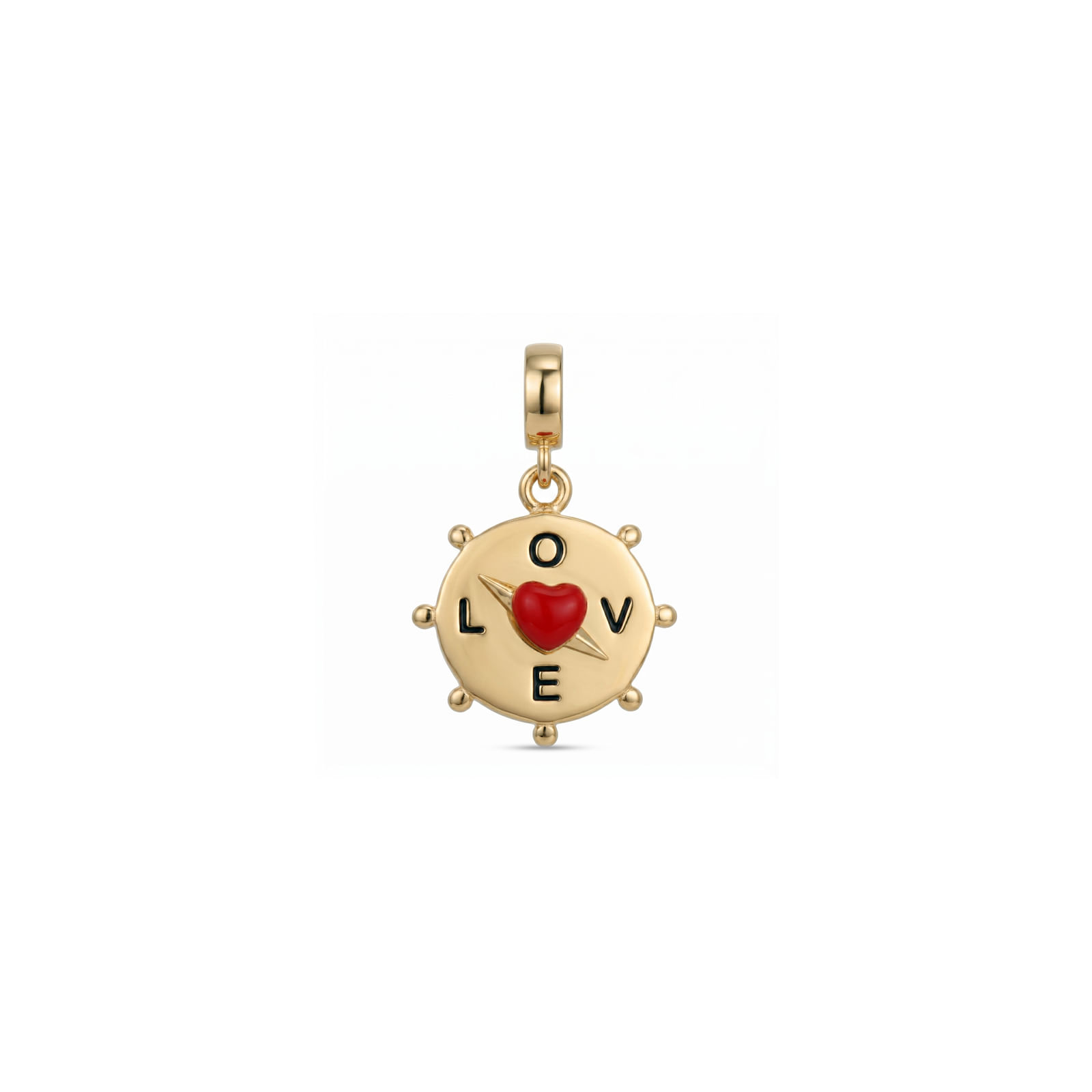 Pingente Life Amor Bussola em Prata 925 com Banho de Ouro Amarelo 18K
