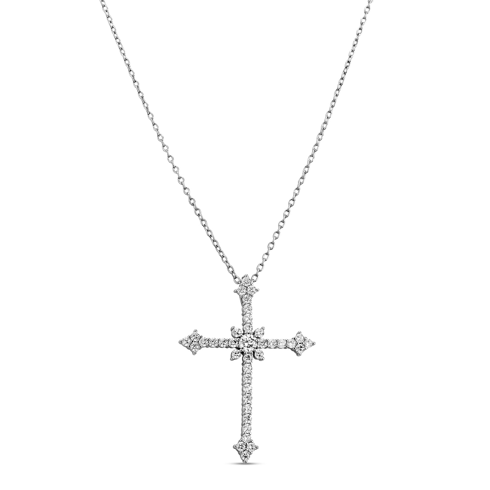 Colar Life Cruz em Prata 925 com Zircônia Incolor
