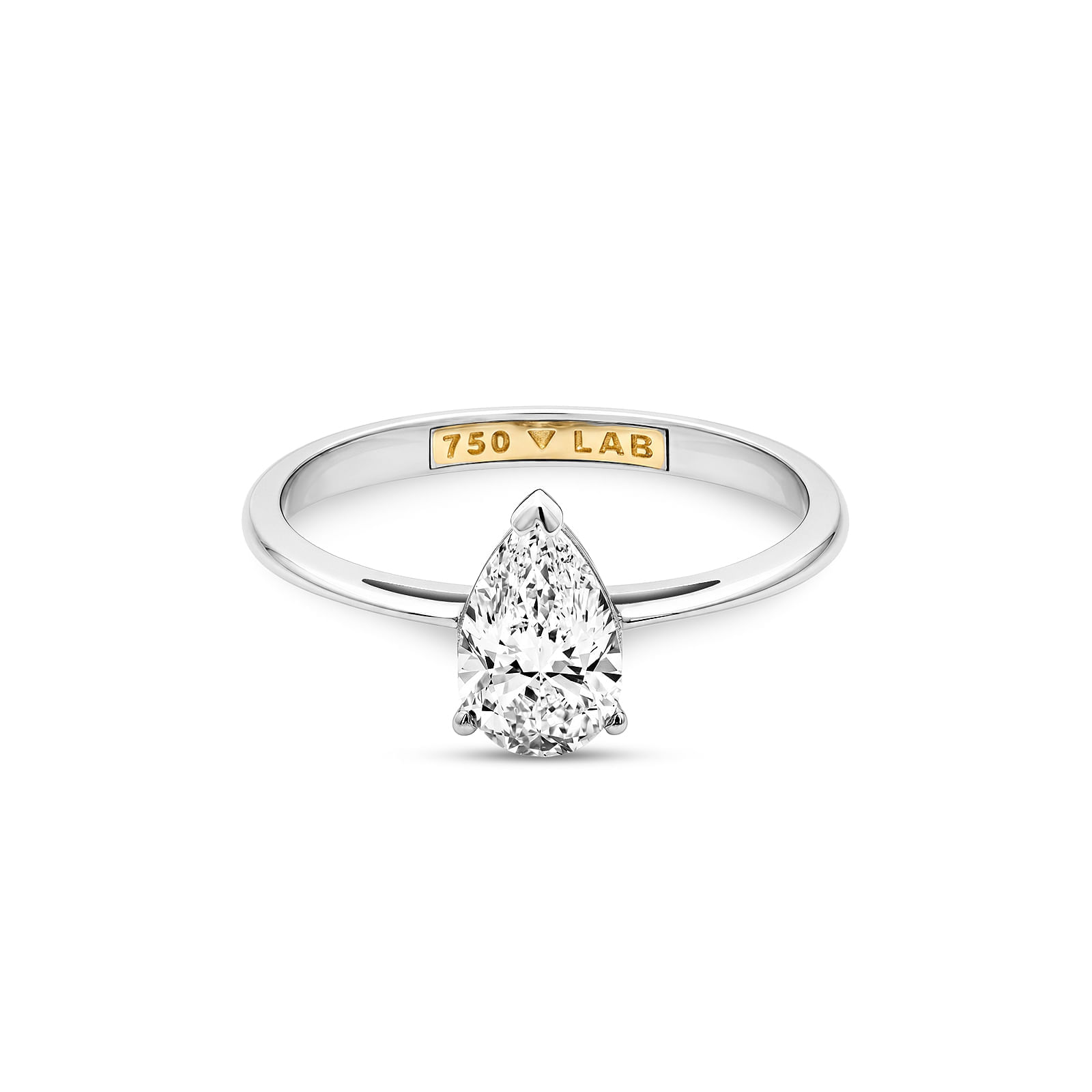 Anel Solitário Cielo em Ouro Branco 18K com Diamante de Labotatório 1 CT