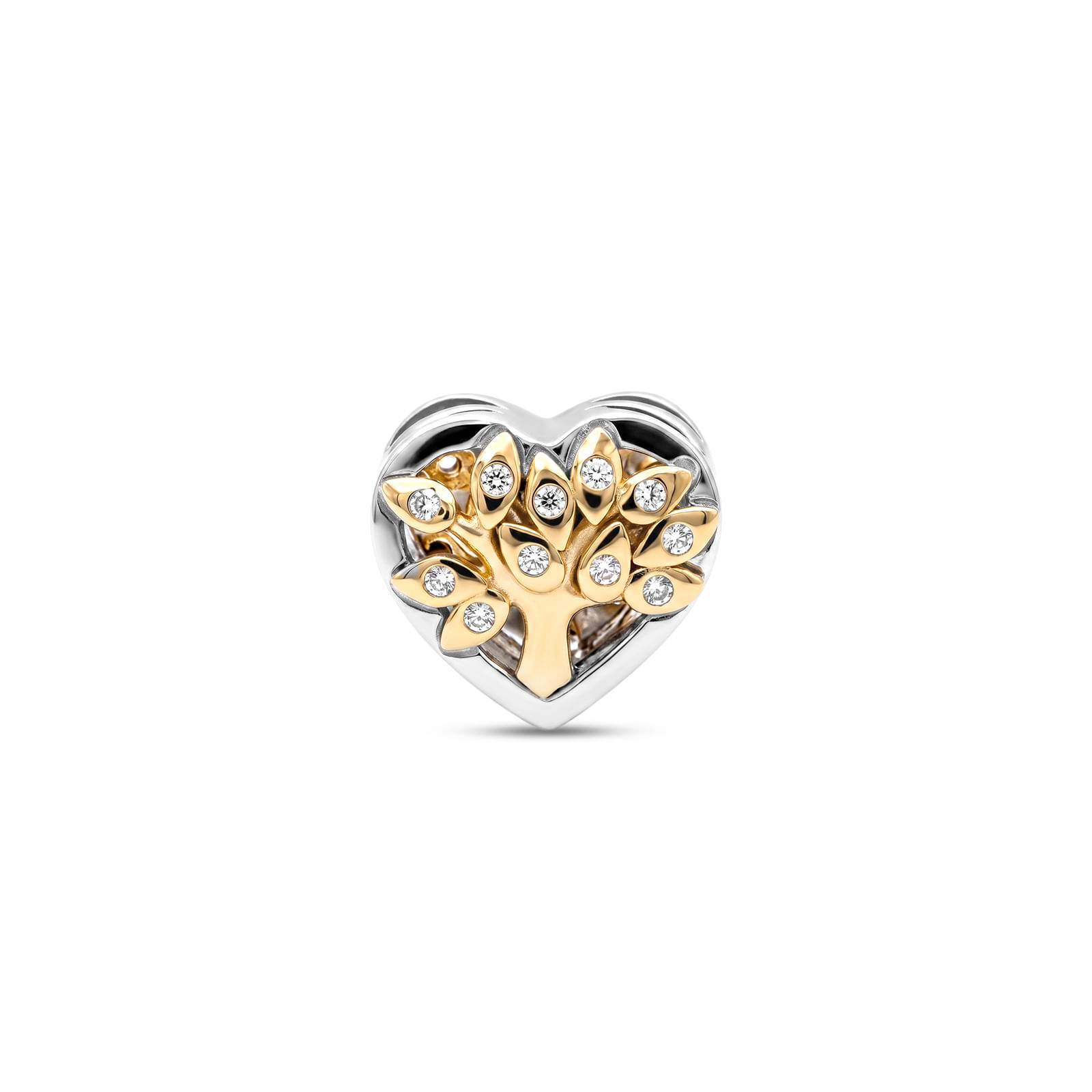 Pingente Life Mama Arvore da Vida em Prata 925 com Banho de Ouro Amarelo 18k e Zircônia Incolor