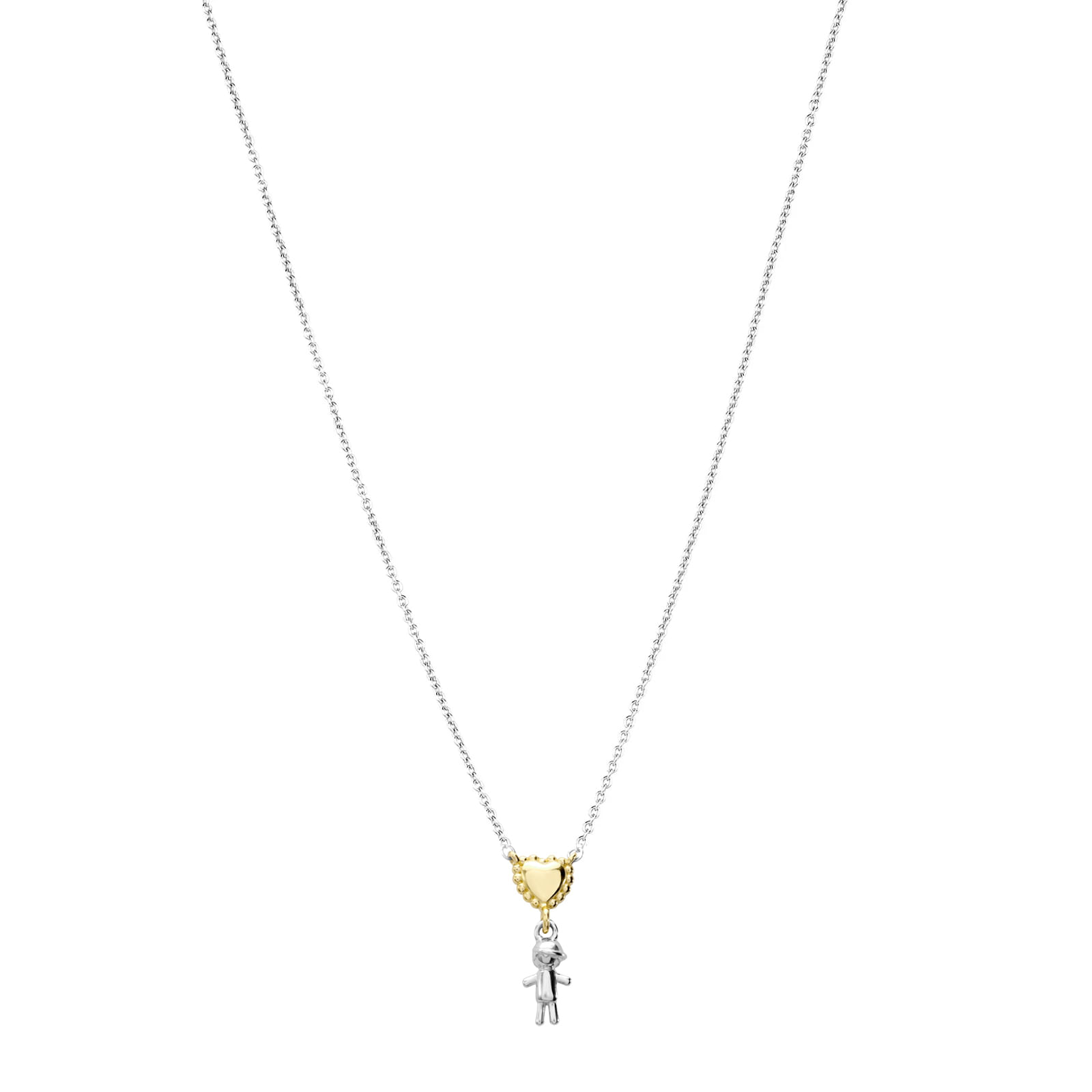 Colar Life Mama Menina em Prata 925 com Banho de Ouro Amarelo 18k, 45cm