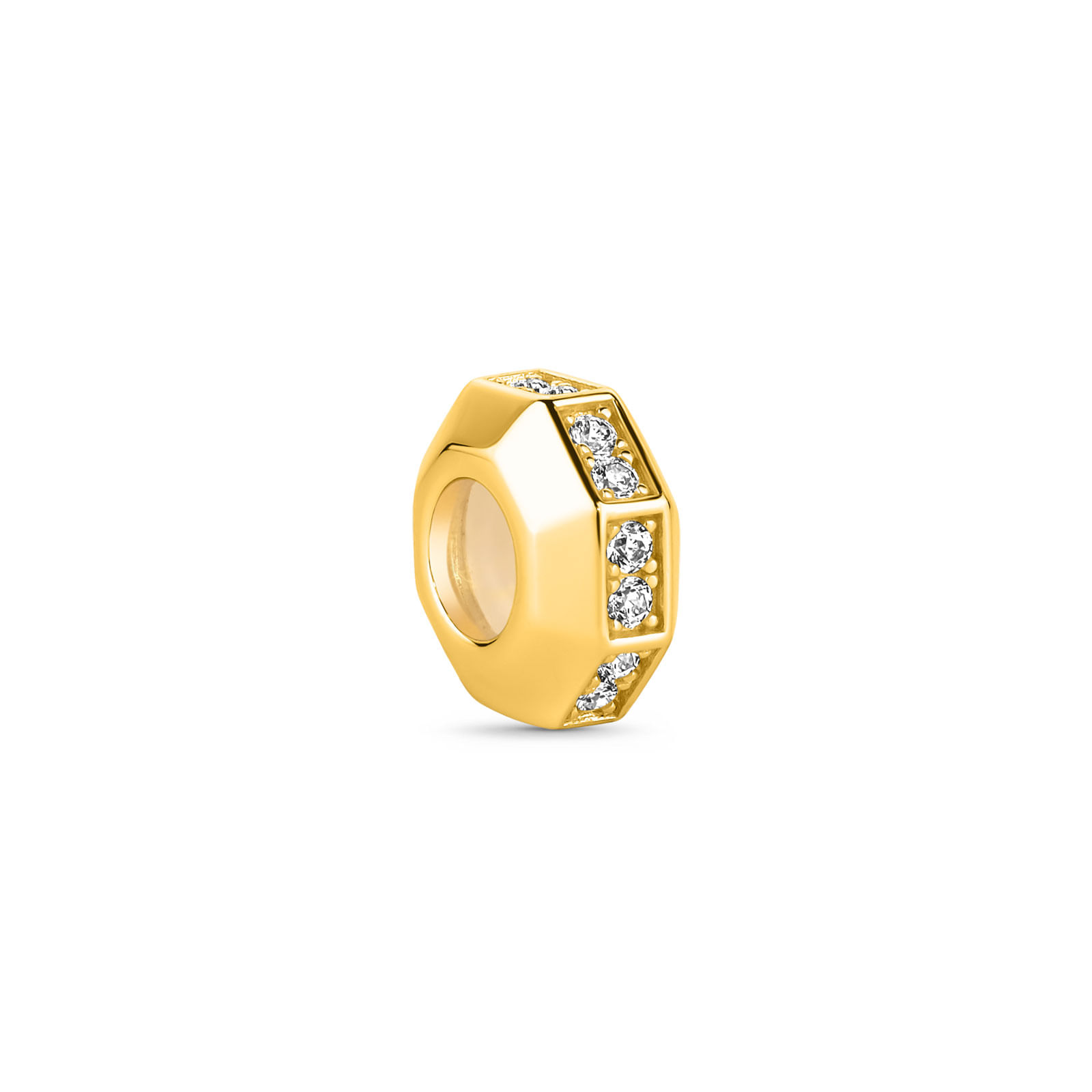 Separador Life Retangulos em Prata 925 com Banho de Ouro Amarelo 18k e Pedras Incolores