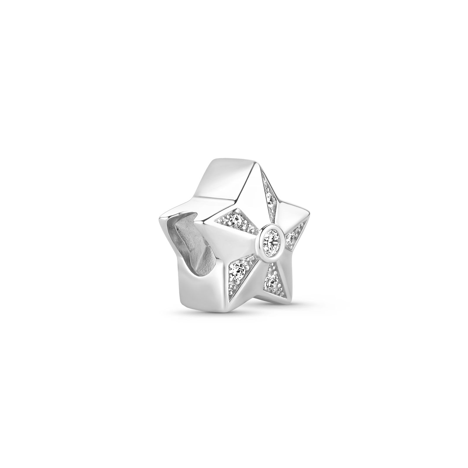 Separador Life Estrela em Prata 925 com Pedras Incolores