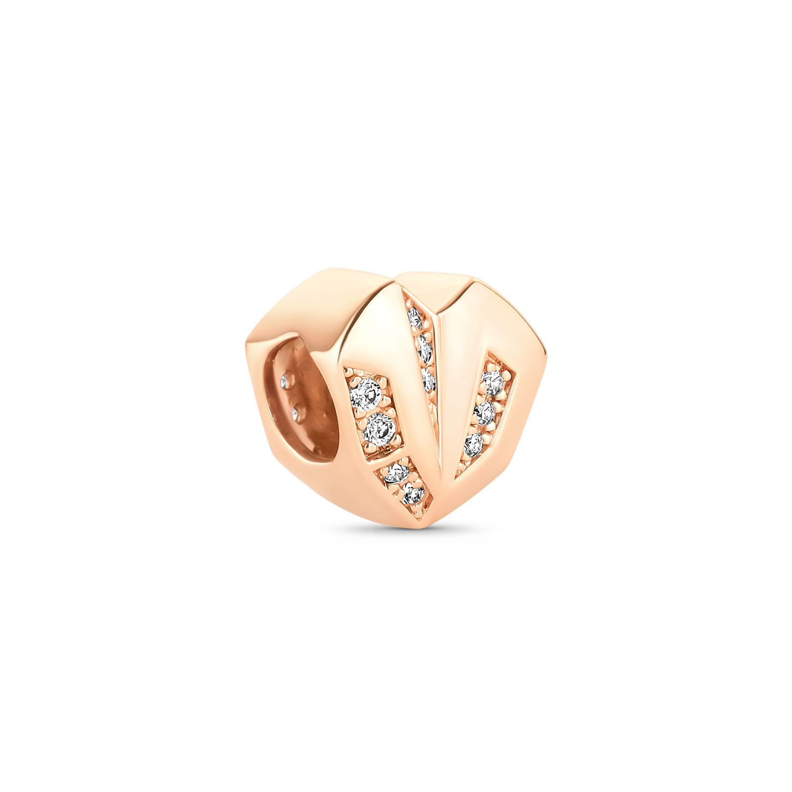Separador Life Coração em Liga Rosé com Banho de Ouro Rosé 18k e Pedras Incolores