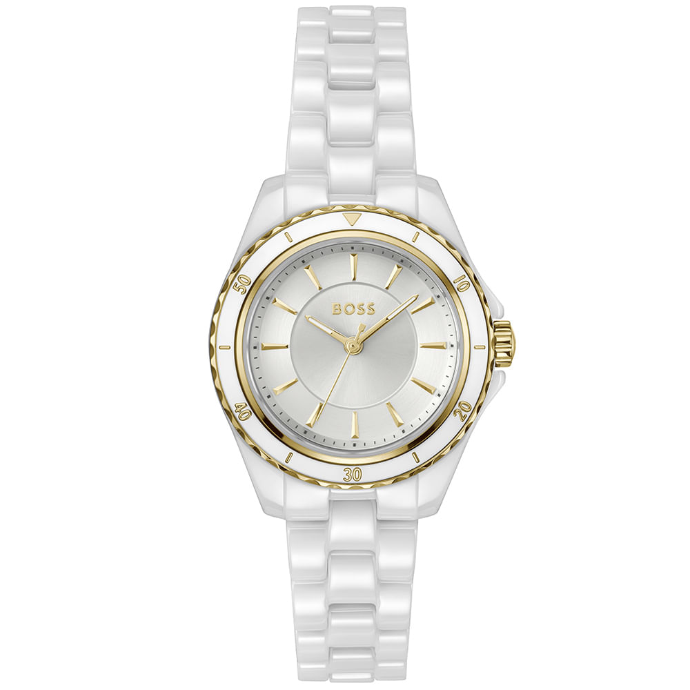 Relógio Boss Sage Aqua Feminino em Cerâmica Branca 1502850