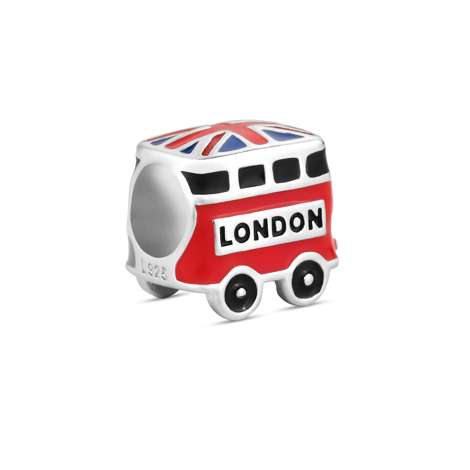 Separador Life Viagens Ônibus London em Prata 925 com Esmalte