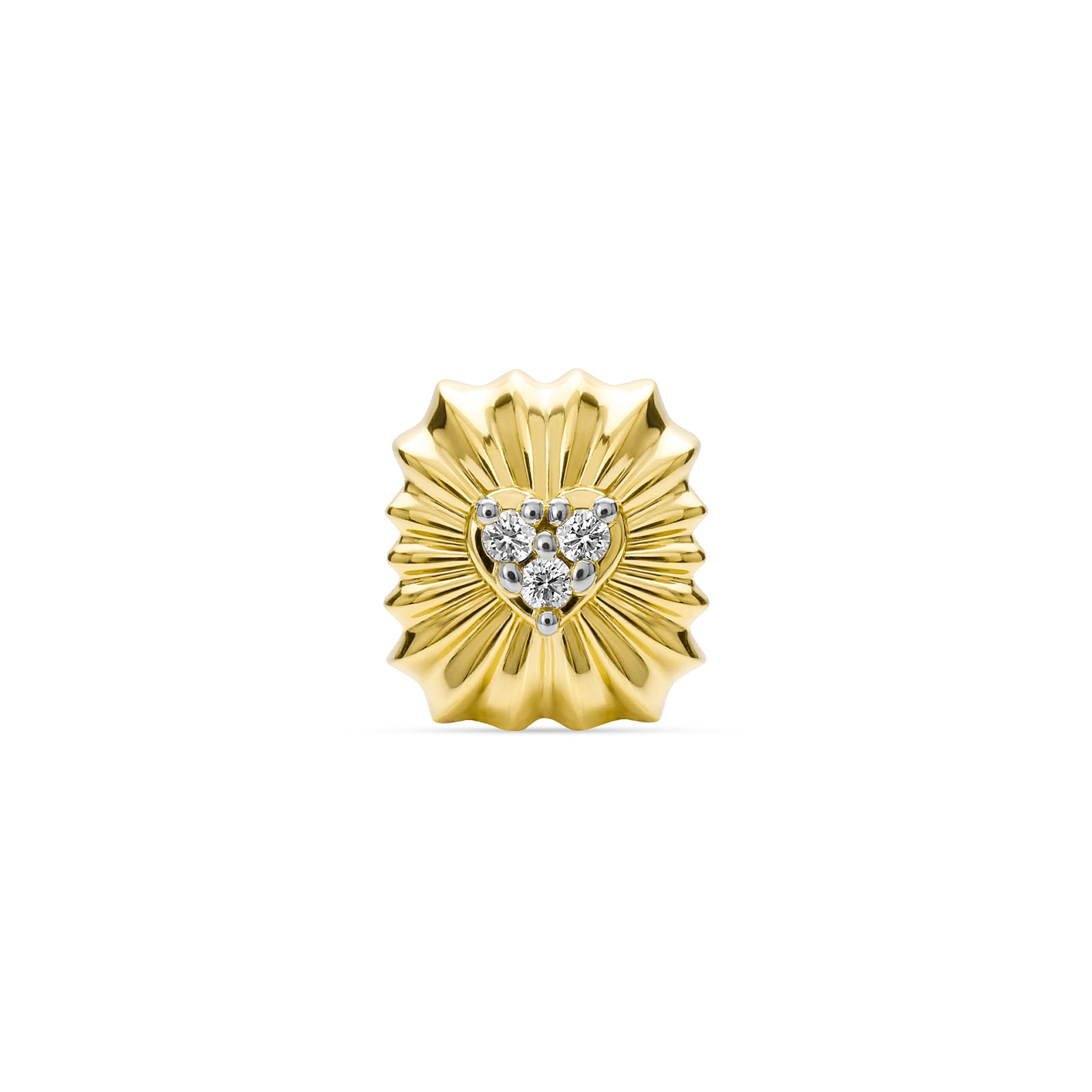 Separador Life Mama Coração em Prata 925 com Banho de Ouro Amarelo 18k e Zircônia Incolor