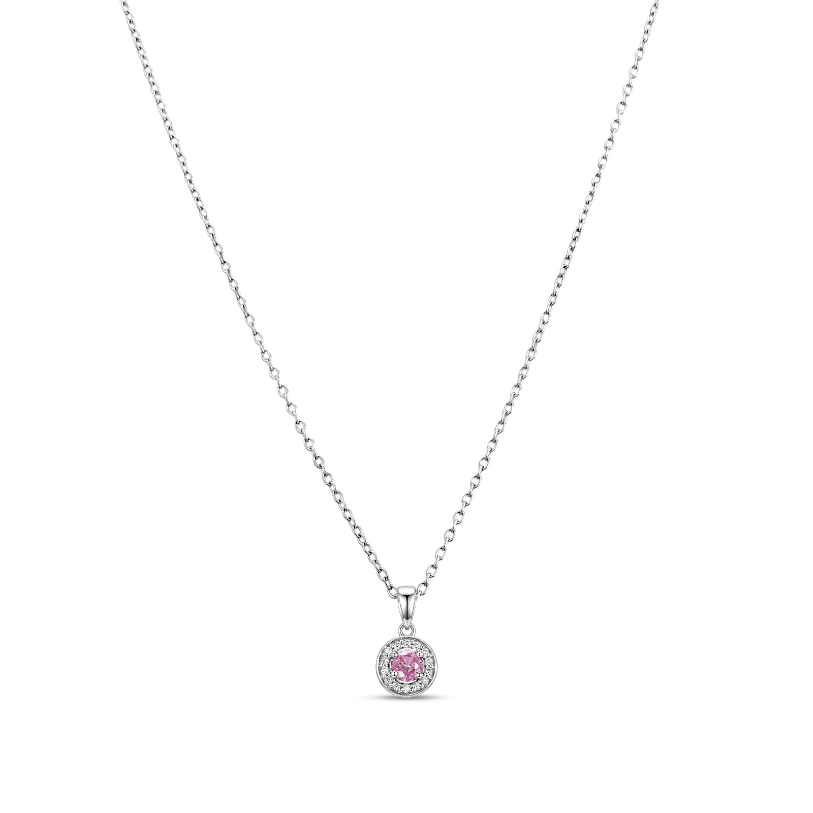 Colar Life Forms em Prata 925 com Zircônia Rosa Claro e Incolor