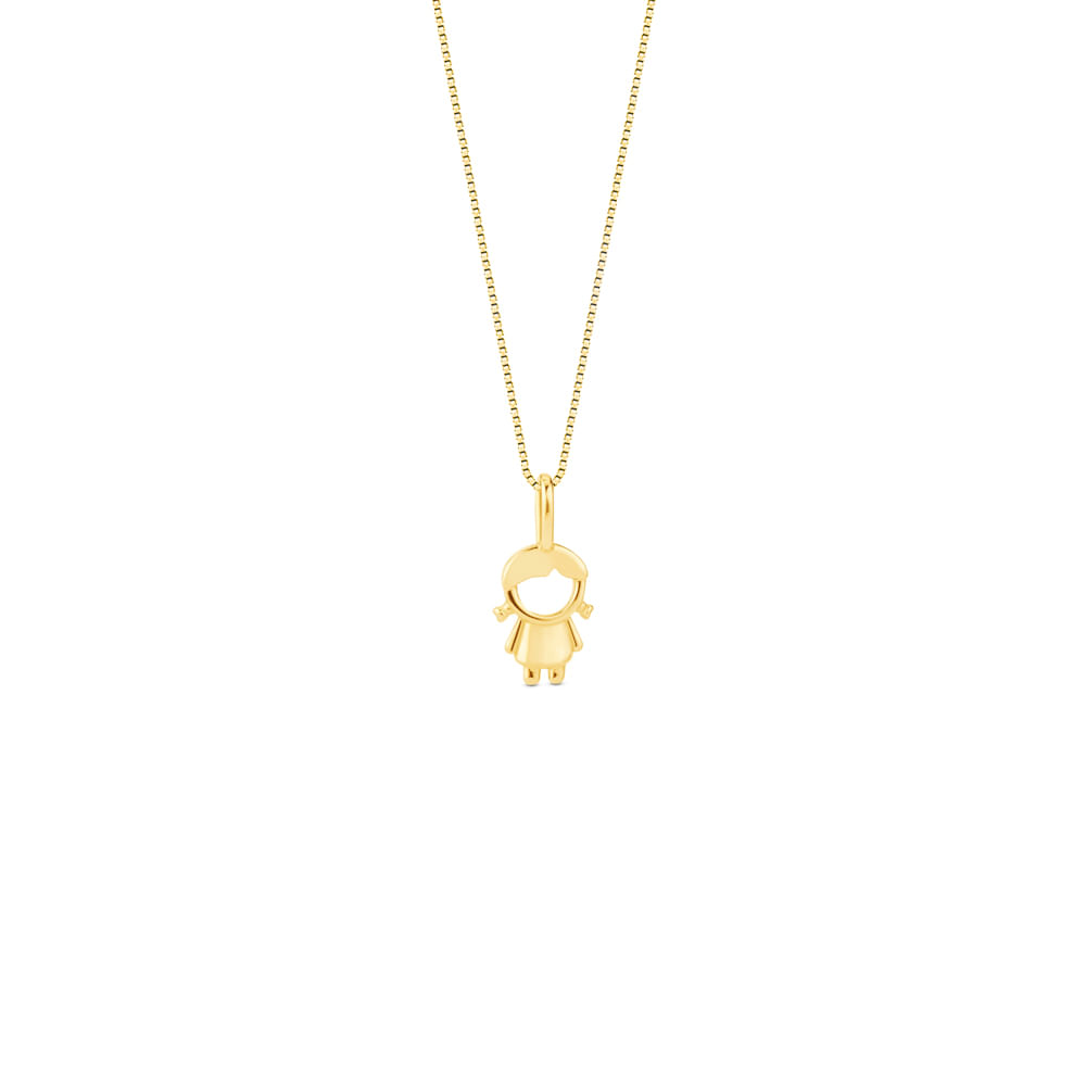 Pingente Menina em Ouro Amarelo 18k, 10mm