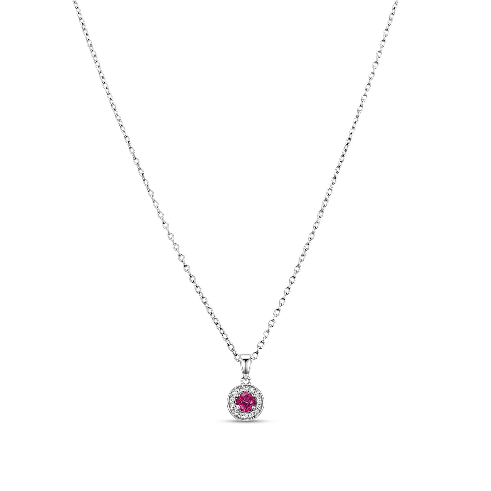 Colar Life Forms em Prata 925 com Zircônia Rosa e Incolor