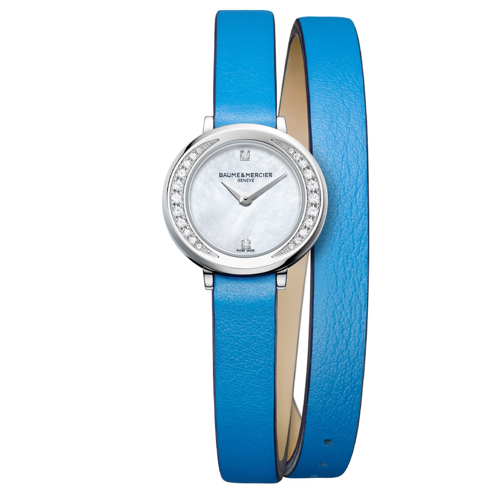 Relógio Baume & Mercier Feminino Couro Azul M0A10288 05 ATM