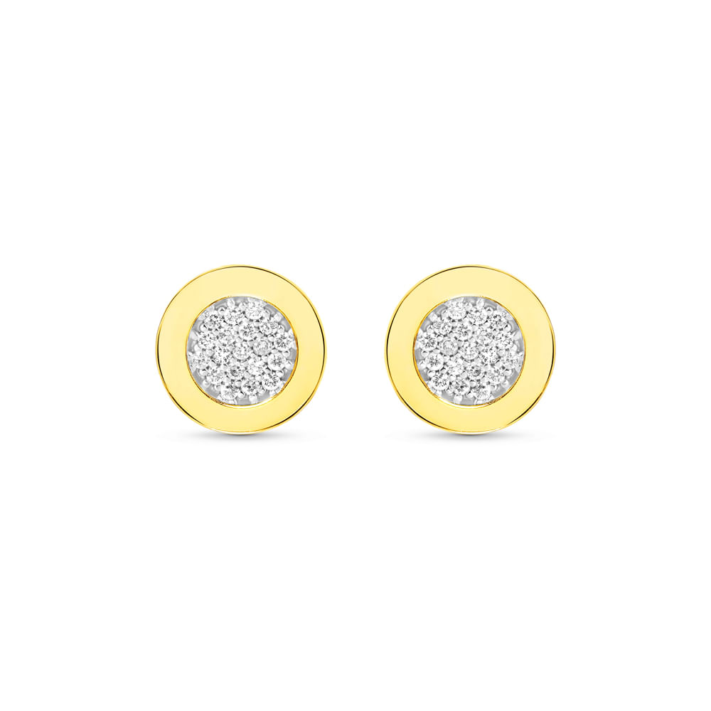 Brinco V Love em Ouro Amarelo 18k com Diamantesn