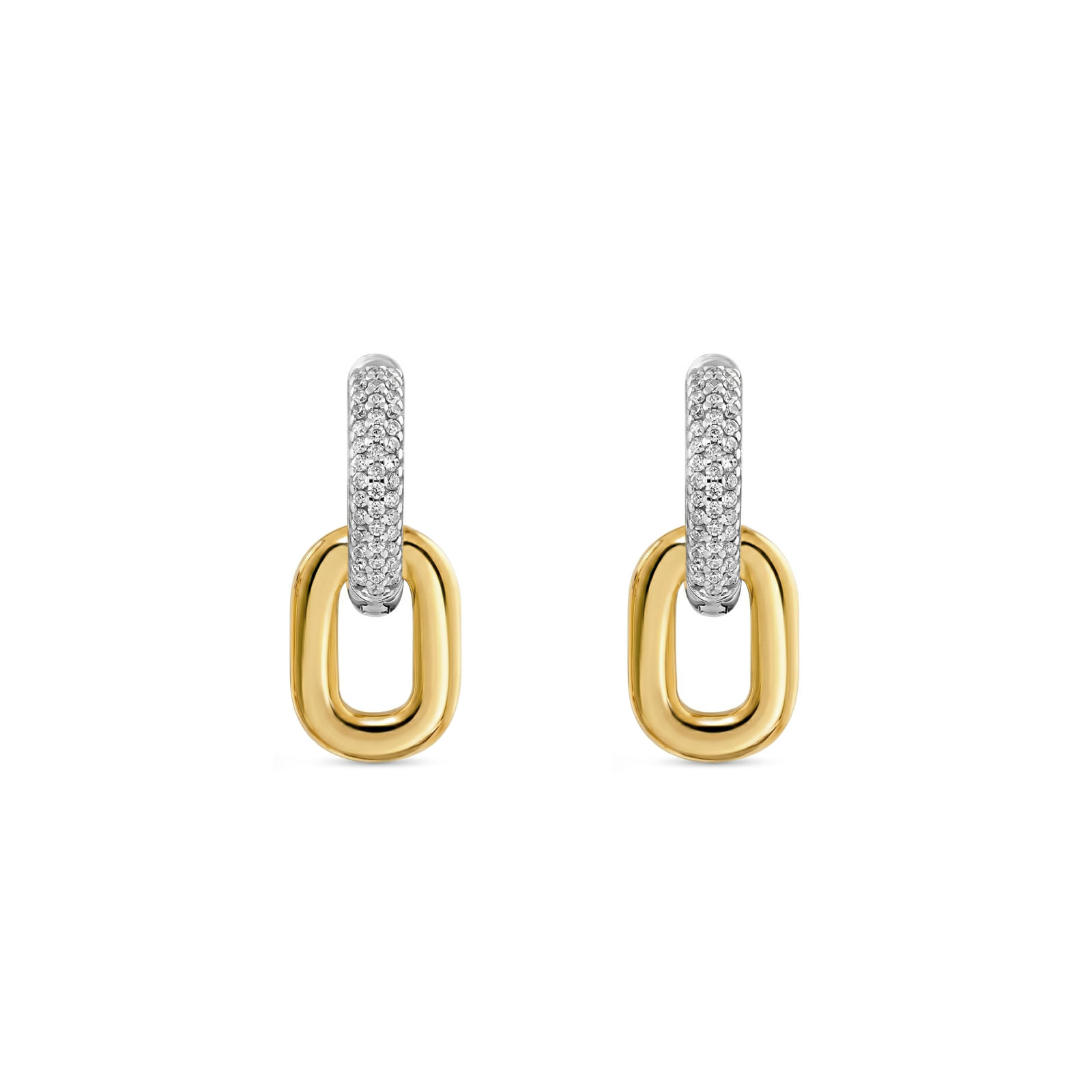 Brinco Tulum em Prata 925 e Ouro Amarelo 18k com Diamantes