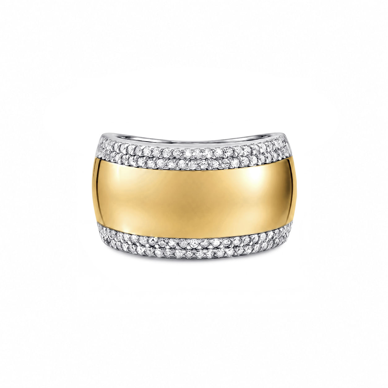 Anel Tulum em Prata 925 e Ouro Amarelo 18k com Diamantes